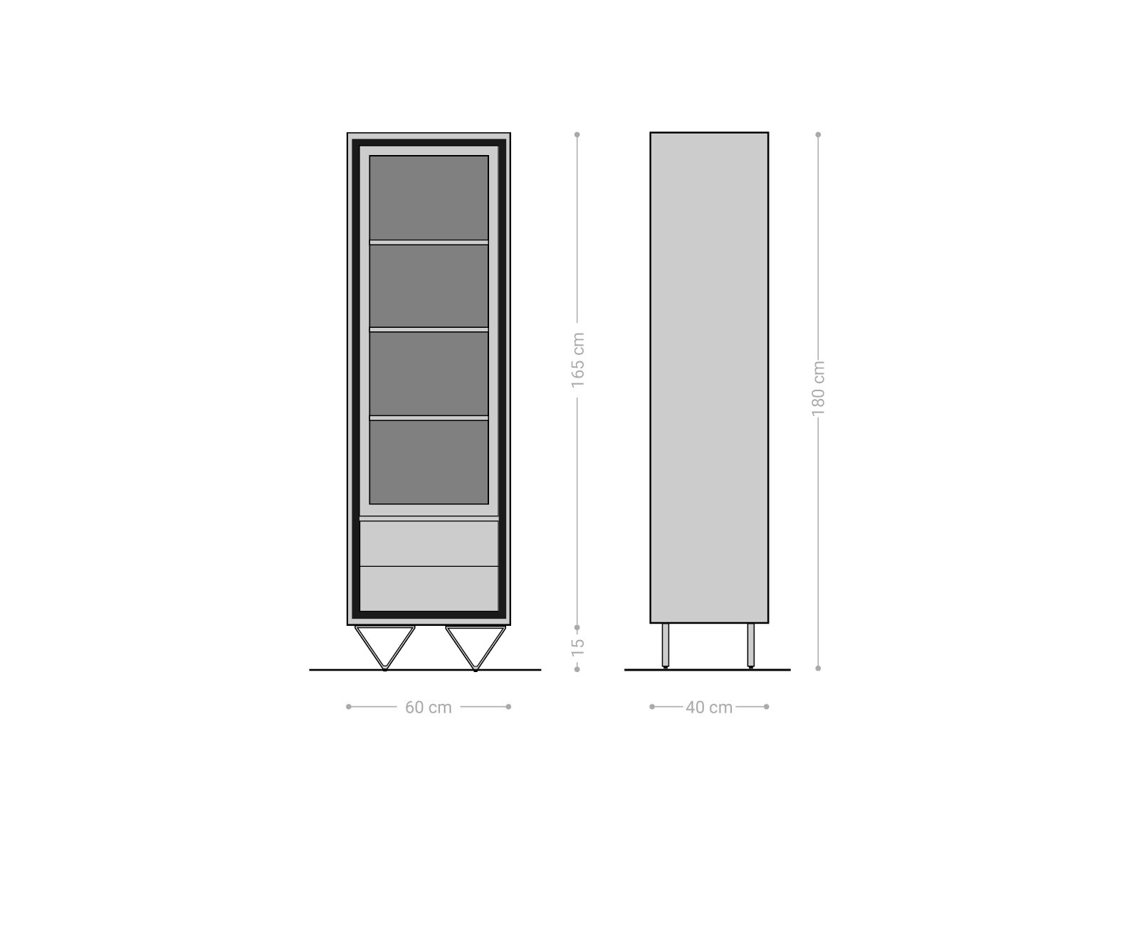 Boekenkast Stonegrace 60x180 cm acacia bruin steenfineer 1 deur 2 laden V-poot zwart 5