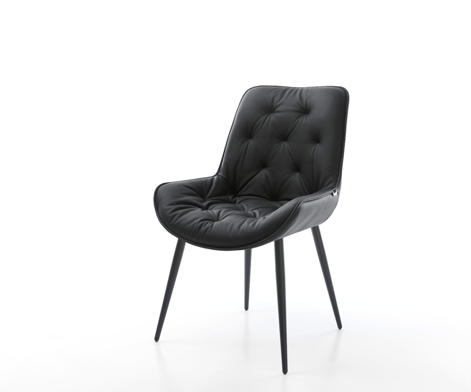 Eetkamerstoel Taimi-Flex echt leer zwart 4-poot conisch zwart Eetkamerstoel Taimi-Flex echt leer zwart 4-poot conisch zwart