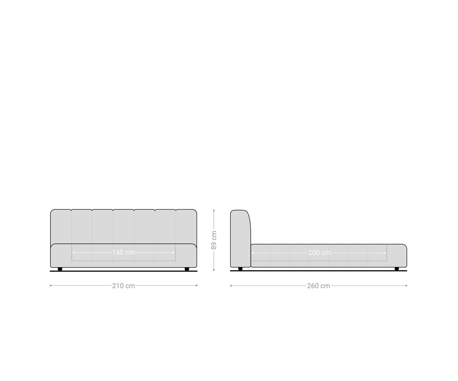 Cutio 140x200 cm bouclé crèmewit gestoffeerd bedframe 8