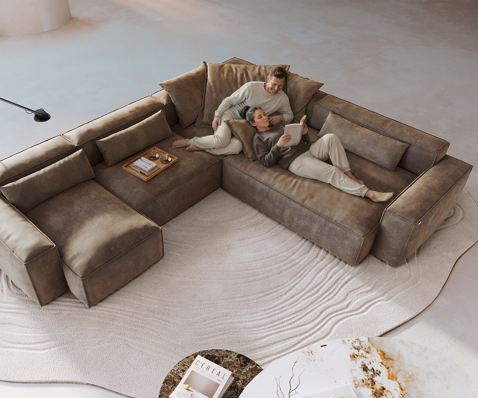 Woonkamer landschap Freestyle 360x290 cm Microvezelmateriaal Taupe Vintage kedernaad 3