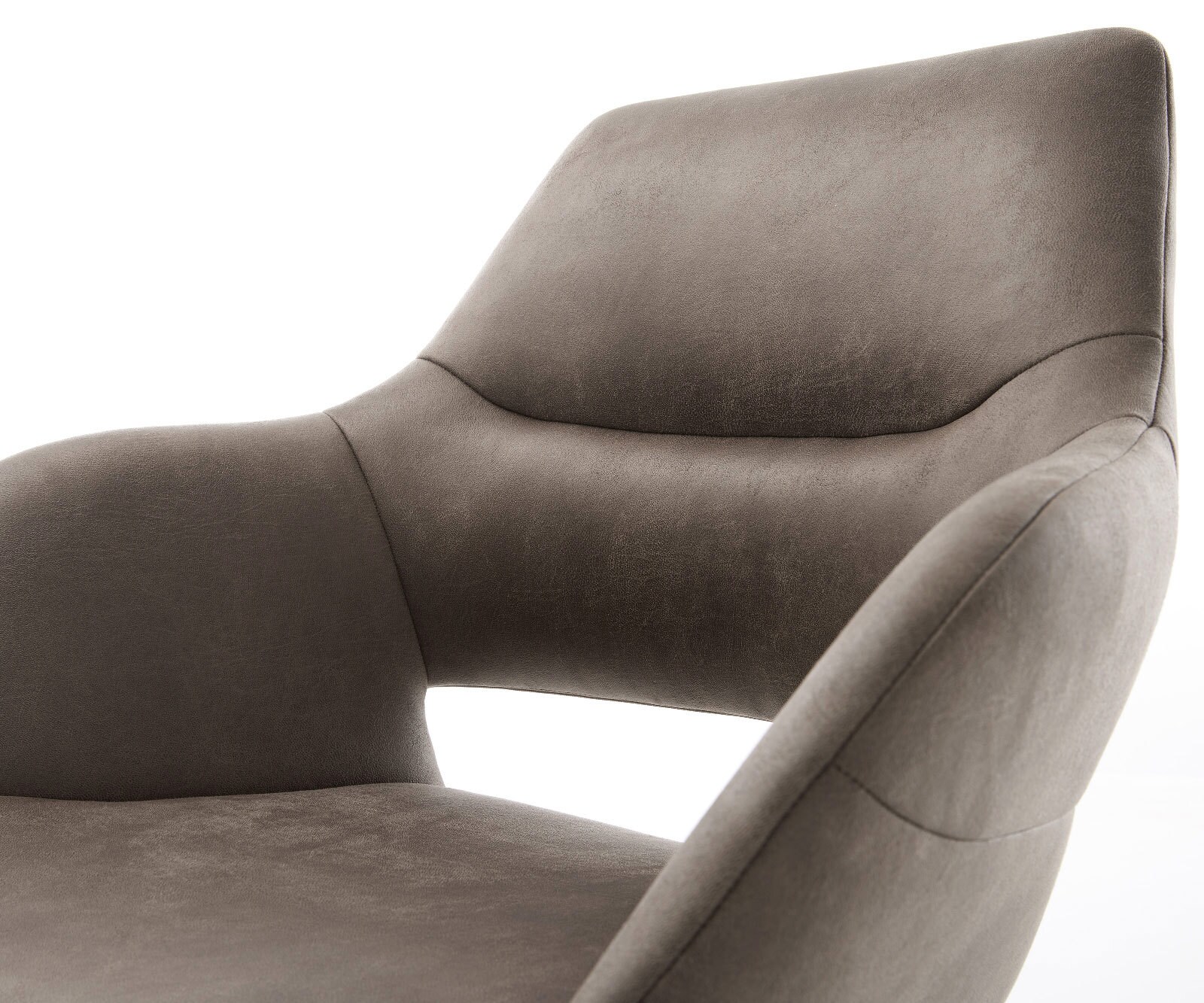 Draaistoel Yago-Flex met armleuning microvelours taupe vintage kruisframe breed roestvrij staal 360° draaibaar rocker-functie pocketveer kern 3