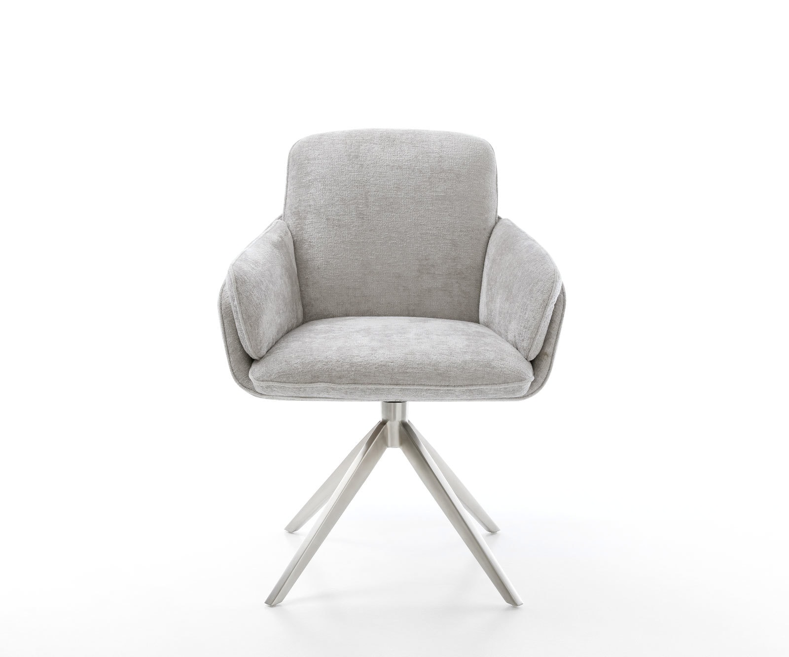 Draaistoel Luan-Flex met armleuning chenille zilver grijs kruisframe breed roestvrij staal 360° draaibaar rocker-functie 1 Draaistoel Luan-Flex met armleuning chenille zilver grijs kruisframe breed roestvrij staal 360° draaibaar rocker-functie 1