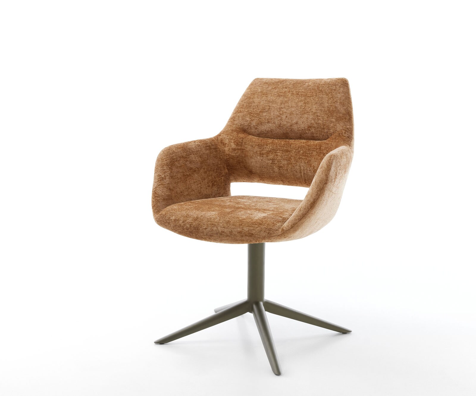 Draaistoel Yago-Flex met armleuning chenille Roest kruispoot afwerking met titanium 360° draaibaar rocker-functie pocketveer kern
