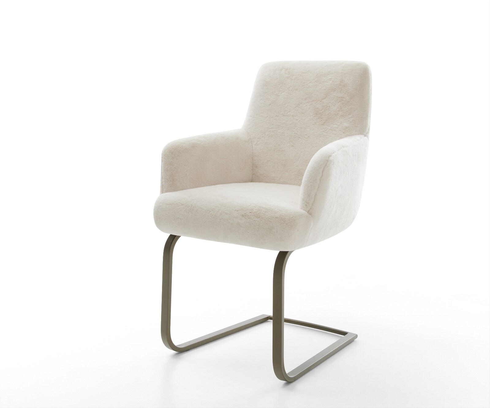 Sledemodel Heira-Flex met armleuning pluchen crème-wit sledemodel vlak afwerking met titanium pocketveer kern 1