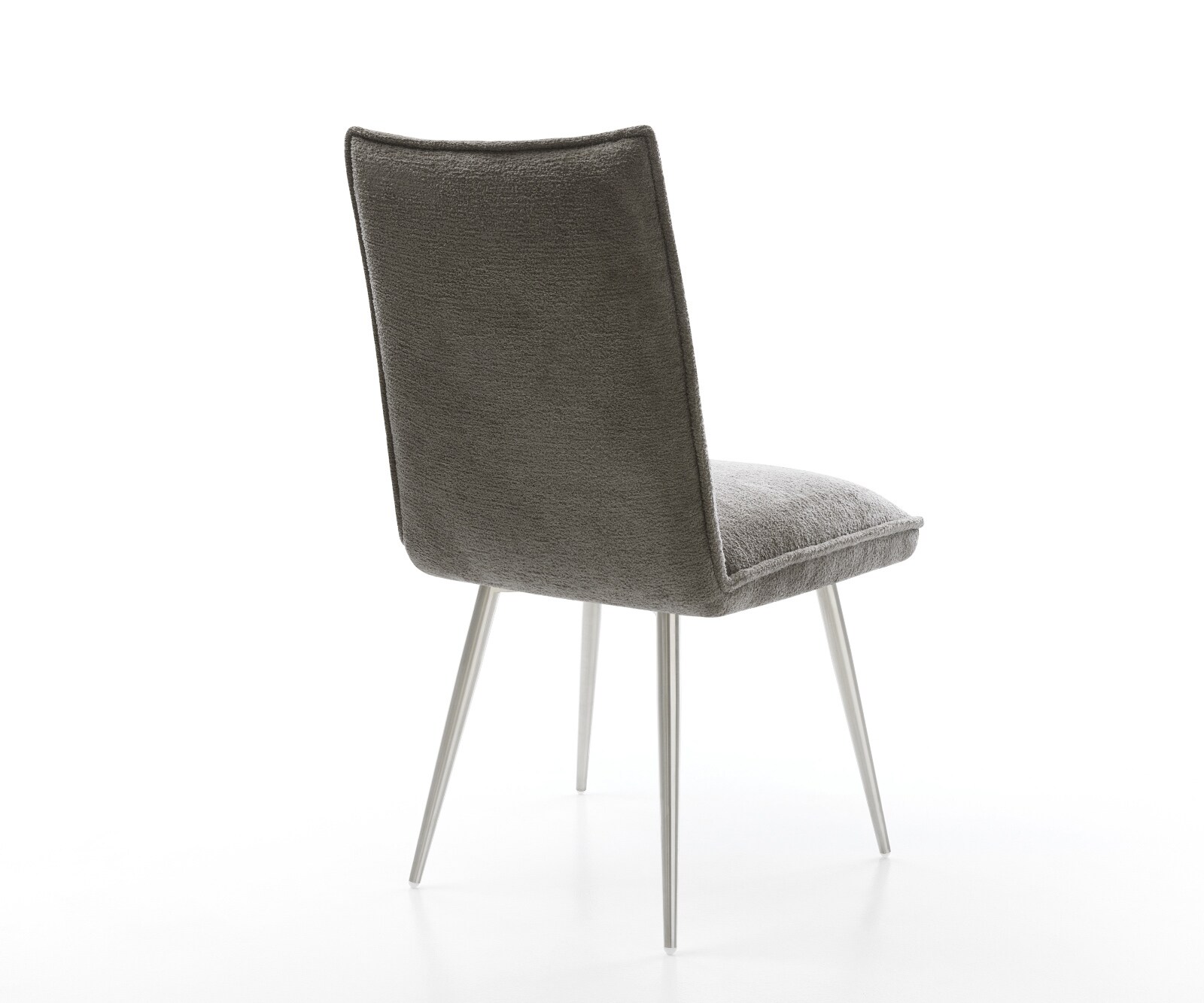Eetkamerstoel Lelio-Flex bouclé zacht mud 4-poot conisch roestvrij staal pocketveer kern 4