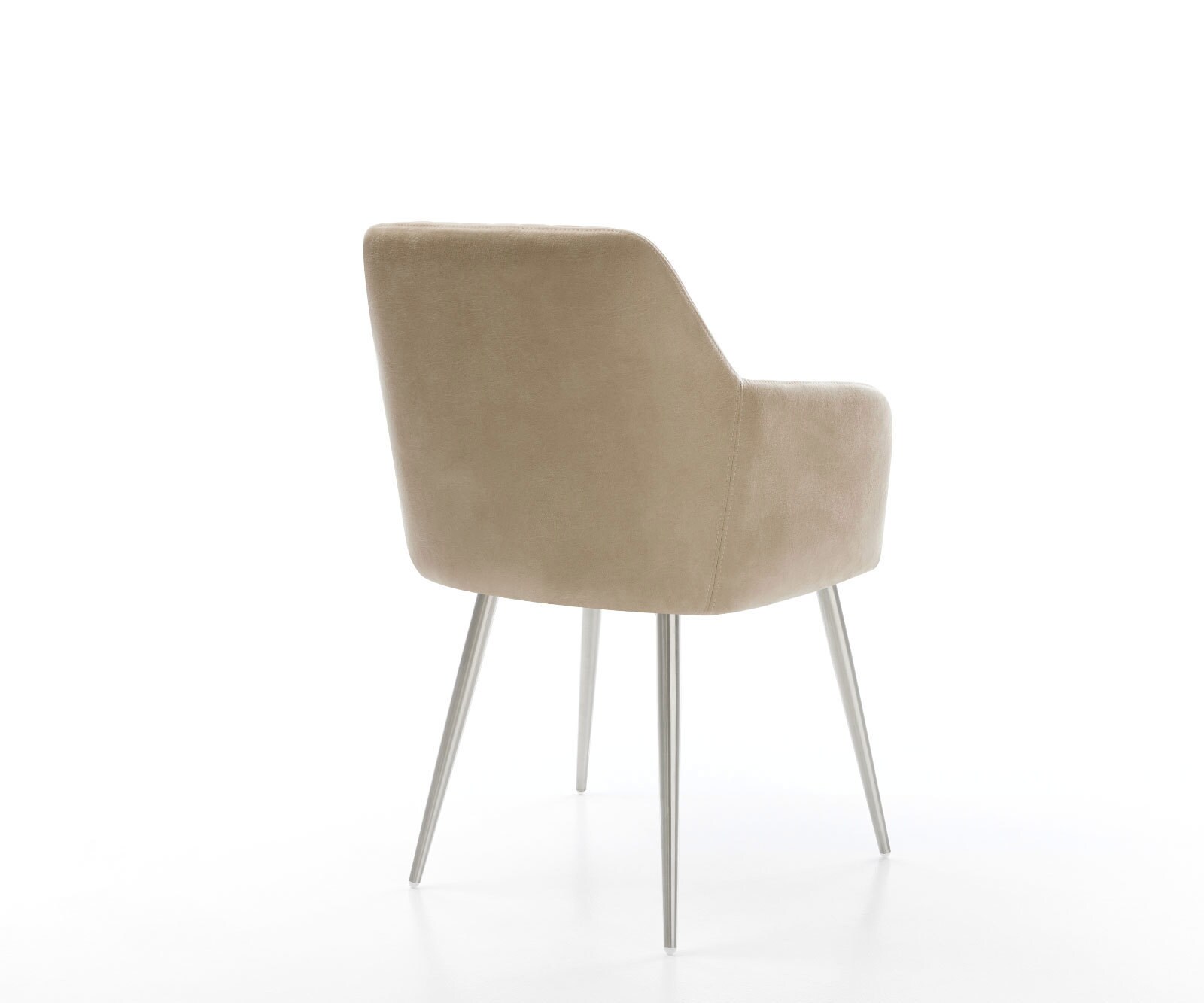 Eetkamerstoel Greg-Flex microvelours beige vintage 4-poot conisch roestvrij staal pocketveer kern 4 Eetkamerstoel Greg-Flex microvelours beige vintage 4-poot conisch roestvrij staal pocketveer kern 4
