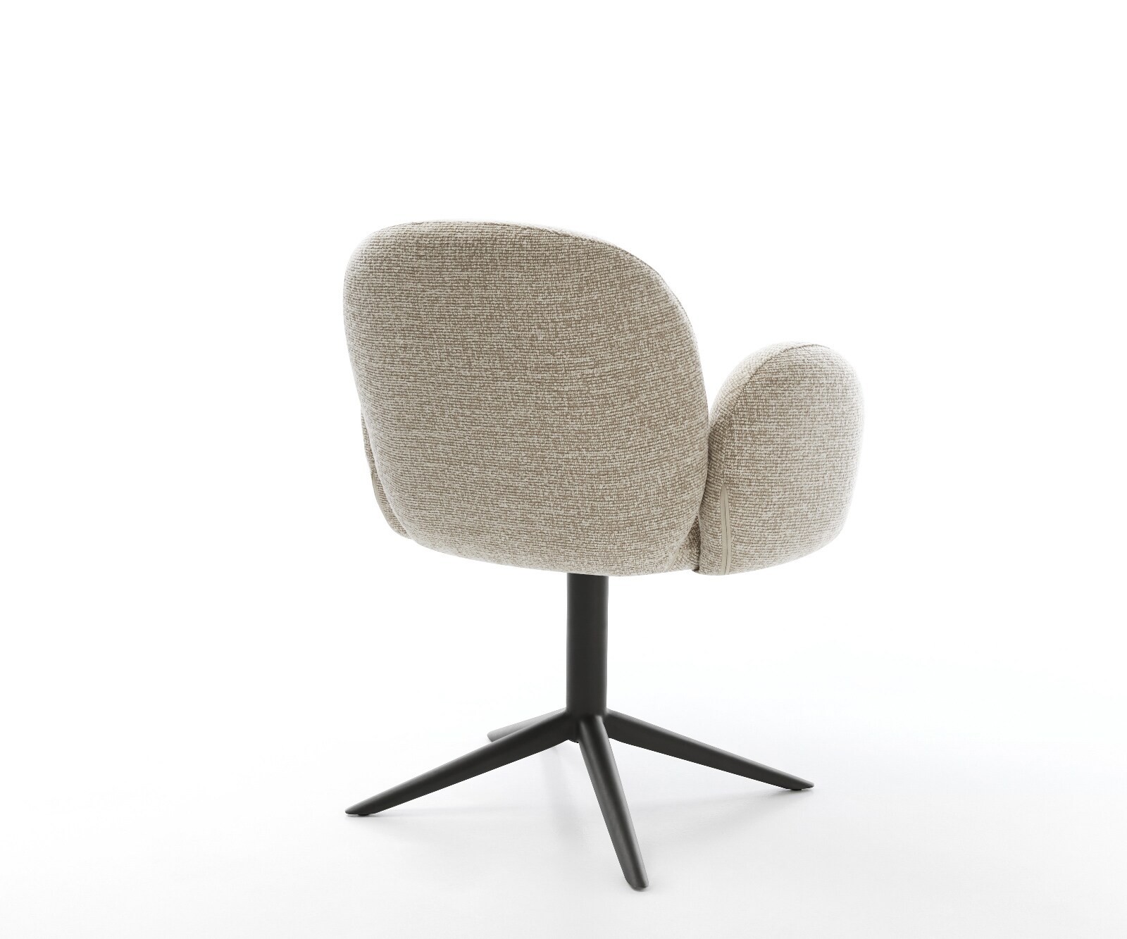 Draaistoel Nube-Flex met armleuning geweven stof beige kruispoot zwart 360° draaibaar rocker-functie pocketveer kern 5