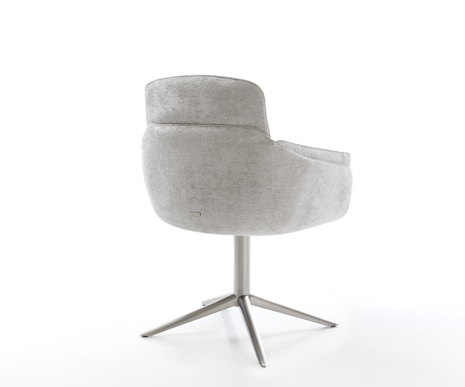 Draaistoel Luan-Flex met armleuning chenille zilver grijs kruispoot roestvrij staal 360° draaibaar rocker-functie 5