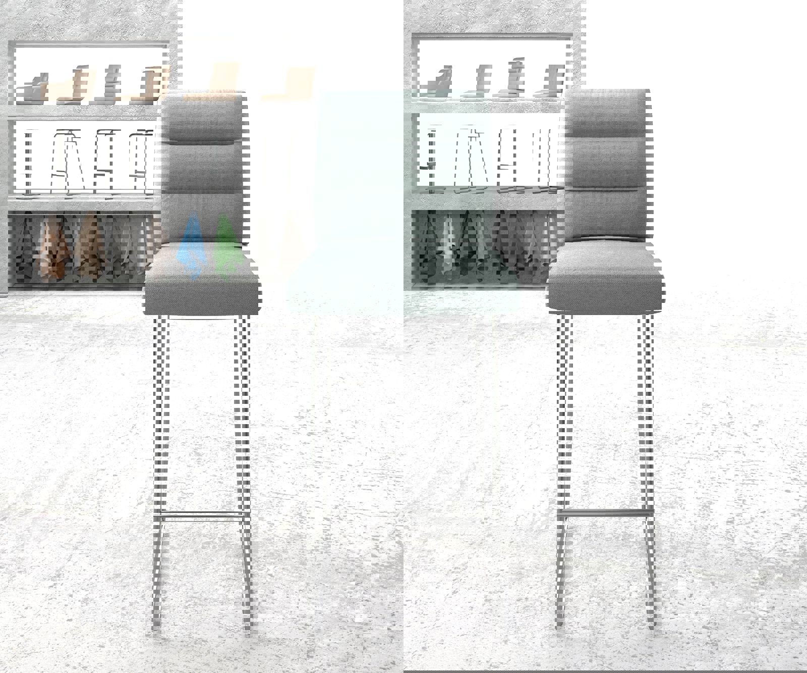 Barstoel Pela-Flex stripes mint slipframe roestvrij staal 1 Barstoel Pela-Flex stripes mint slipframe roestvrij staal 1