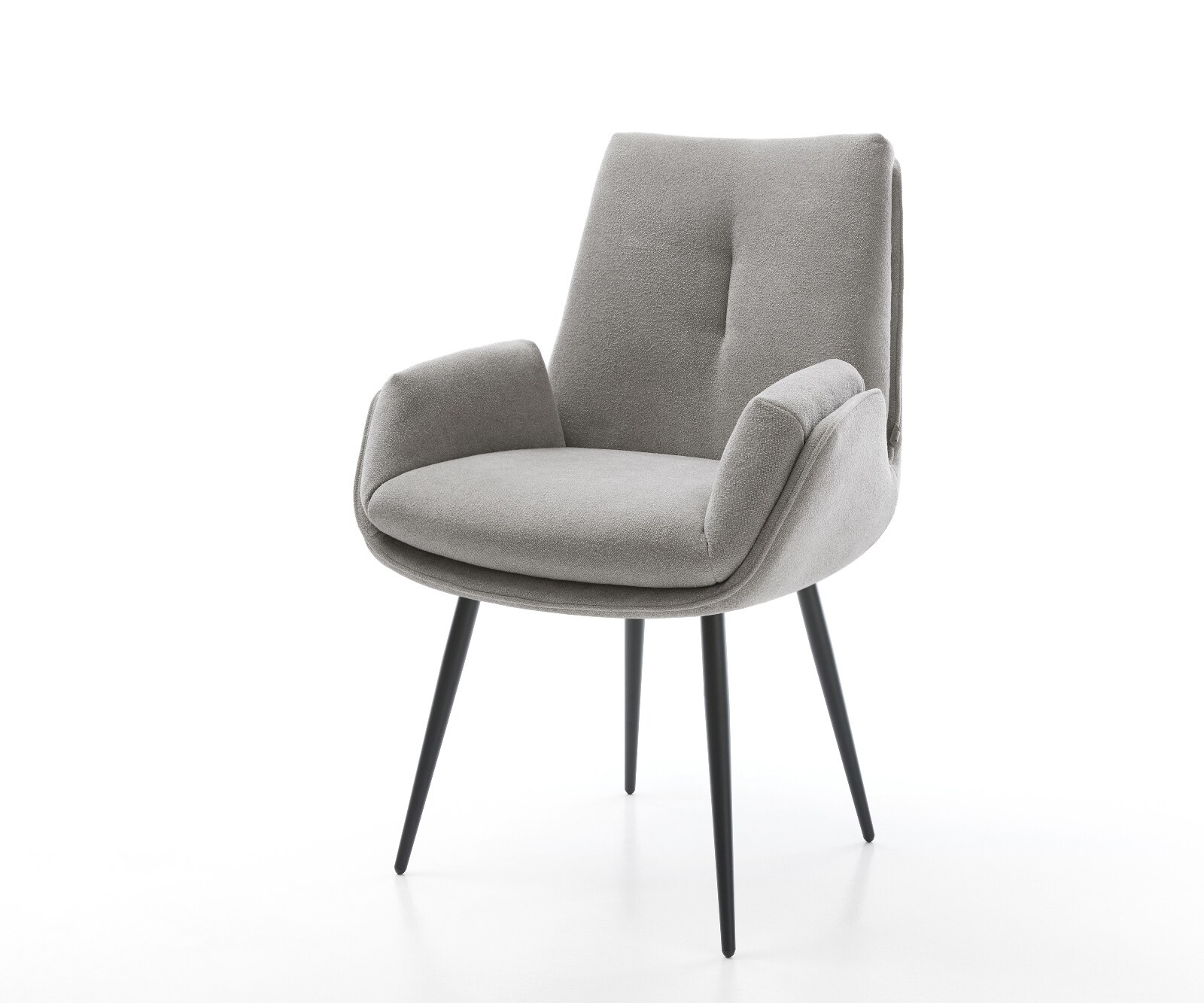 Eetkamerstoel Clea-Flex zachte stof met structuur grijs 4-poot conisch zwart pocketveer kern 1