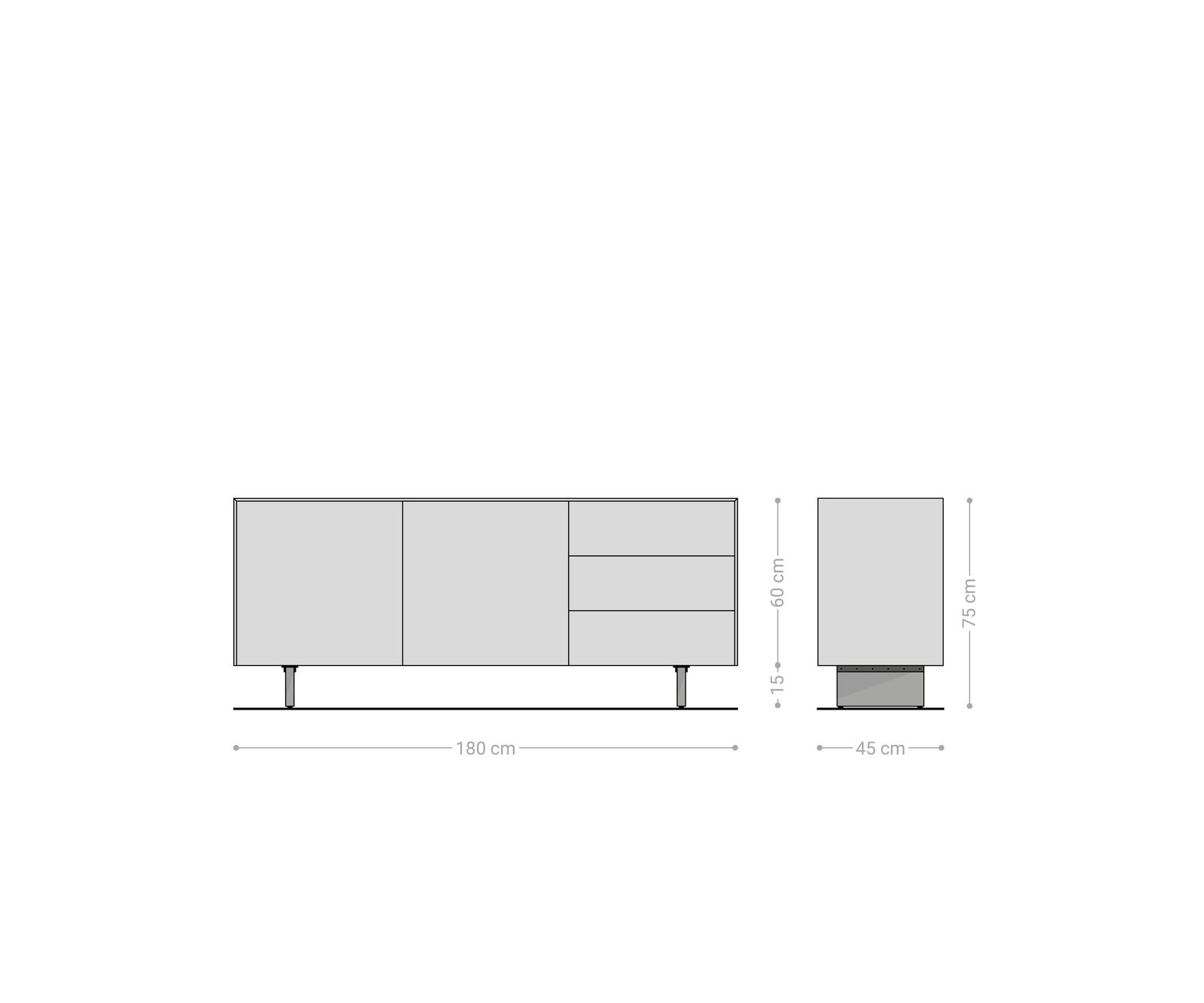 Dressoir Cuor 180 cm Keramiek Laminam® Travertino Bianco Crème-wit 2 Deuren 3 Laden Zwevende voet look Acrylglas 7