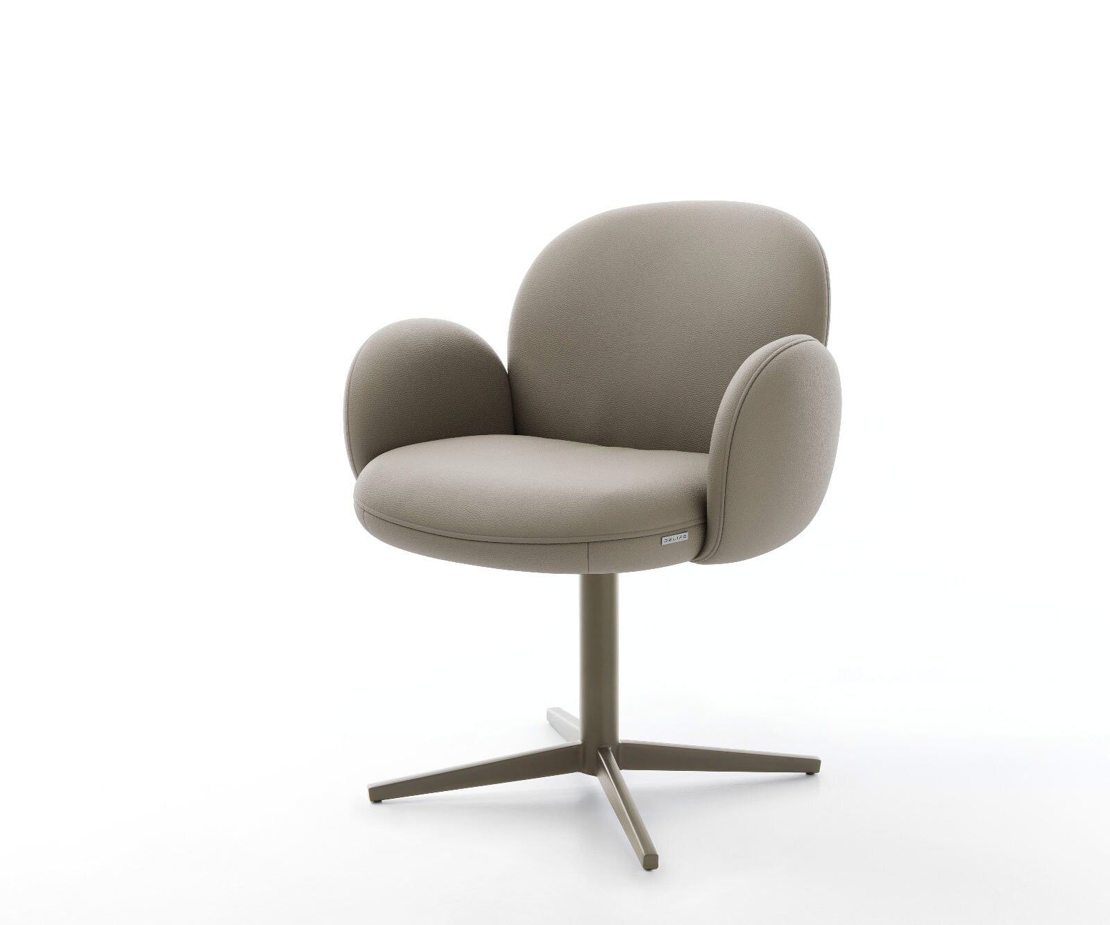 Draaistoel Nube-Flex met armleuning echt leer mud kruispoot afwerking met titanium 360° draaibaar pocketveer kern