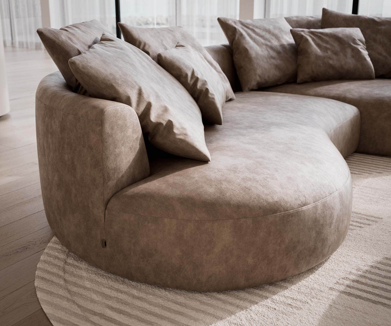 Edina bank 330x170 cm microvezel taupe vintage 4 Edina bank 330x170 cm microvezel taupe vintage 4