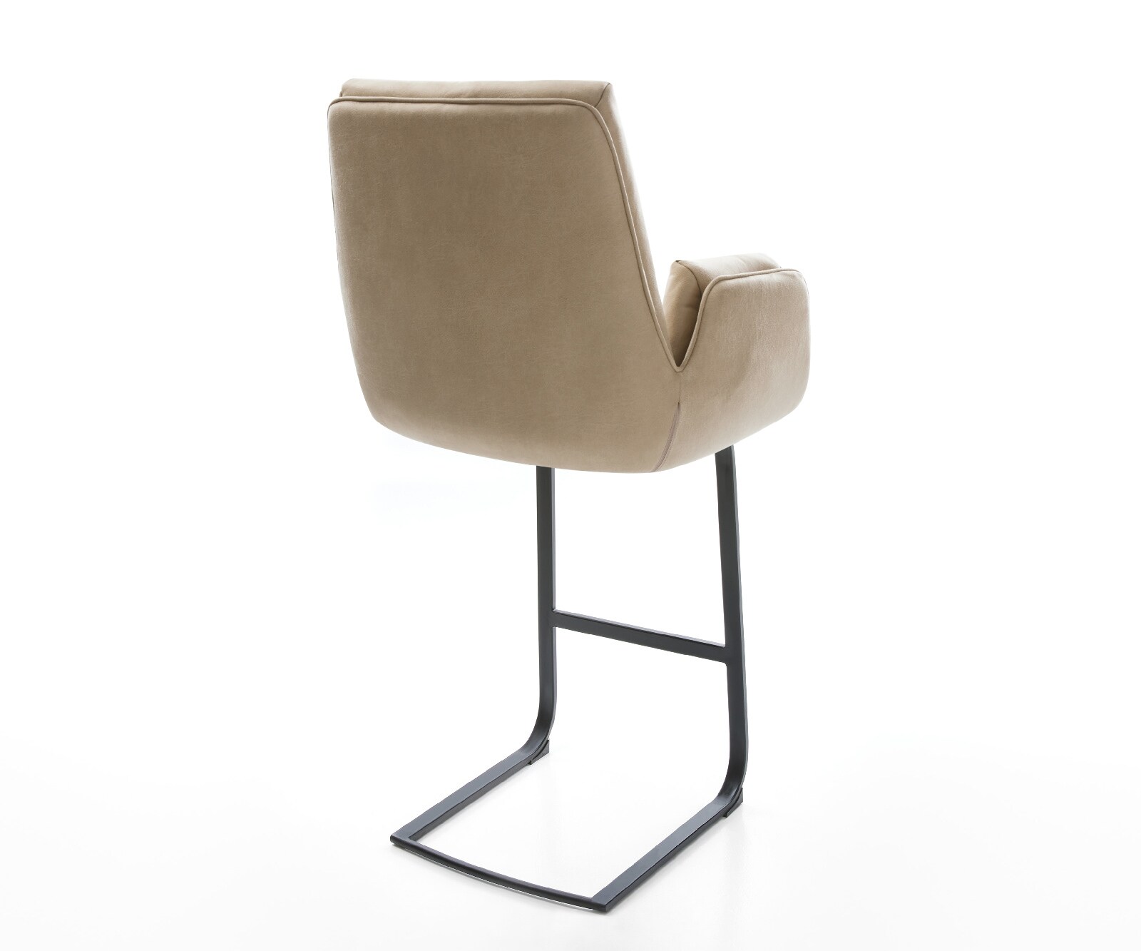 Barstoel Clea-Flex Microvezel Beige Vintage Vrijkantelframe plat metaal Zwart 4