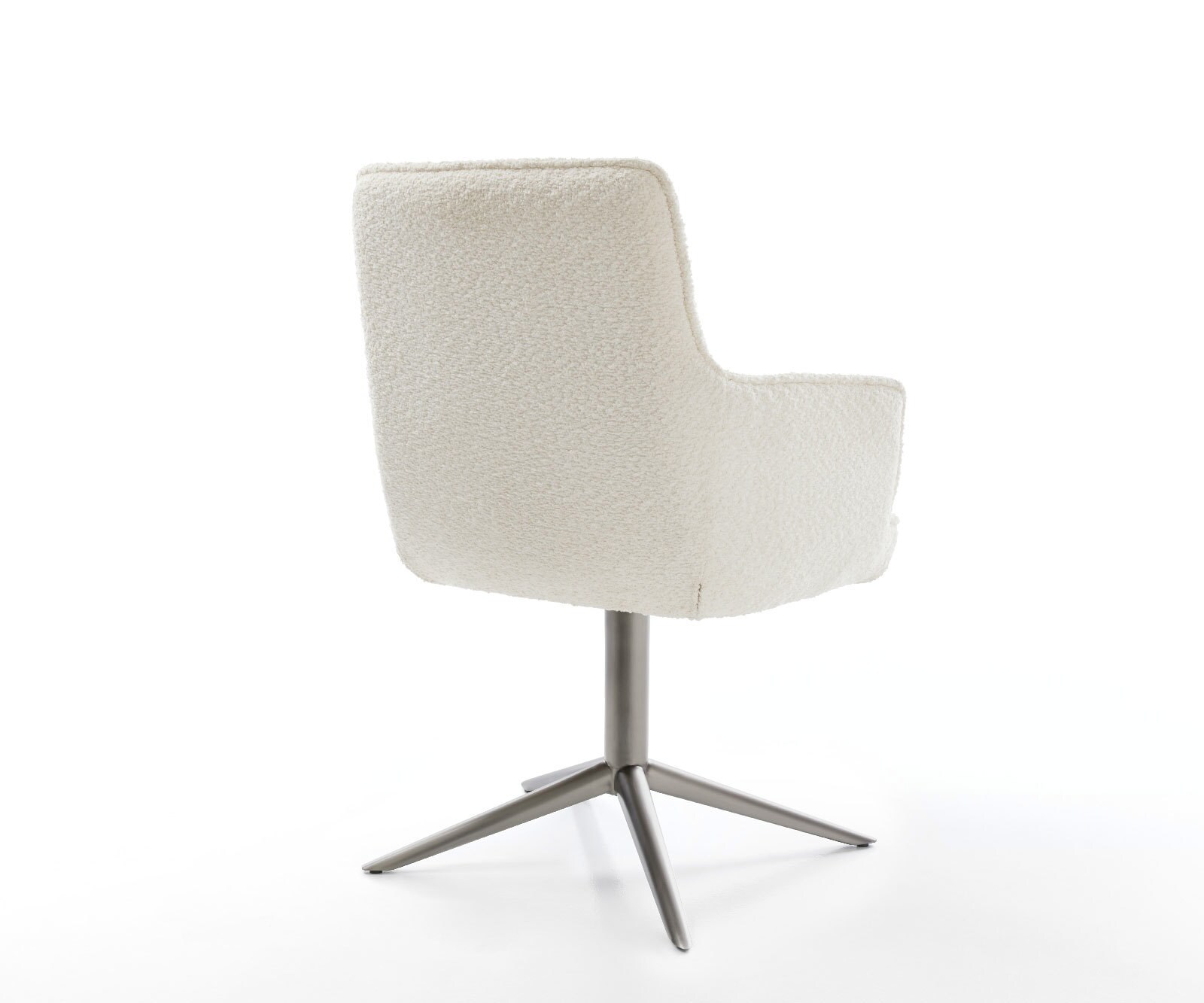 Draaistoel Heira-Flex met armleuning bouclé wit kruispoot grafiet 360° draaibaar rocker-functie pocketveer kern 4