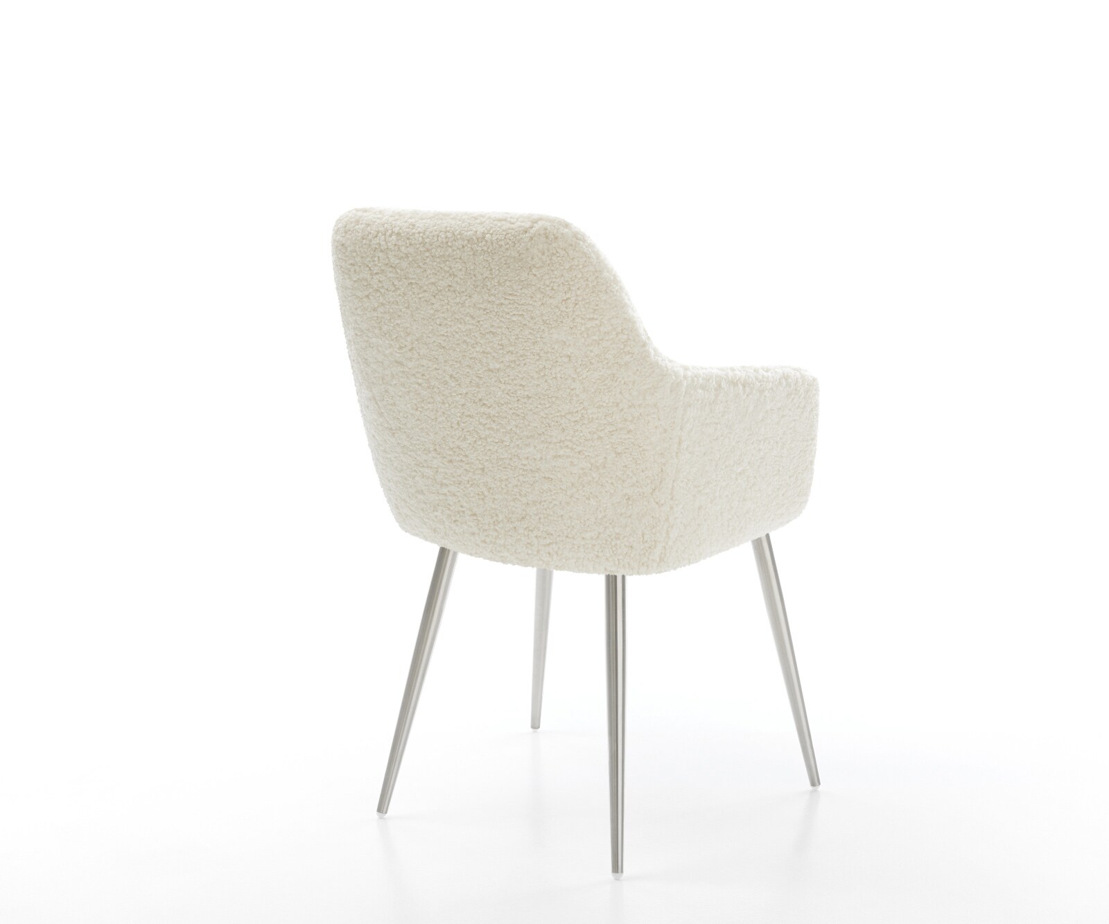 Eetkamerstoel Pejo-Flex teddy beige 4-poot conisch roestvrij staal pocketveer kern 5