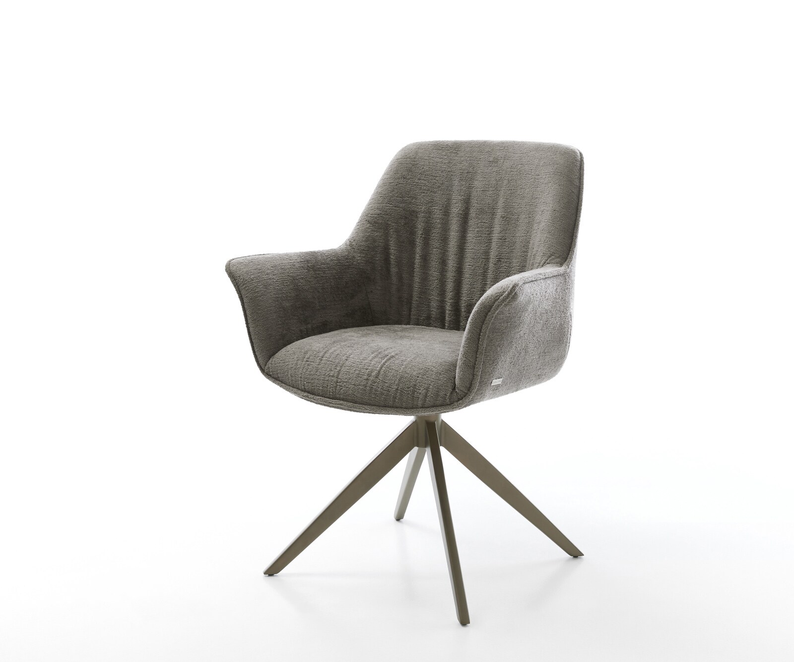 Draaistoel Keila-Flex met armleuning bouclé zacht mud kruisframe breed afwerking met titanium 360° draaibaar rocker-functie