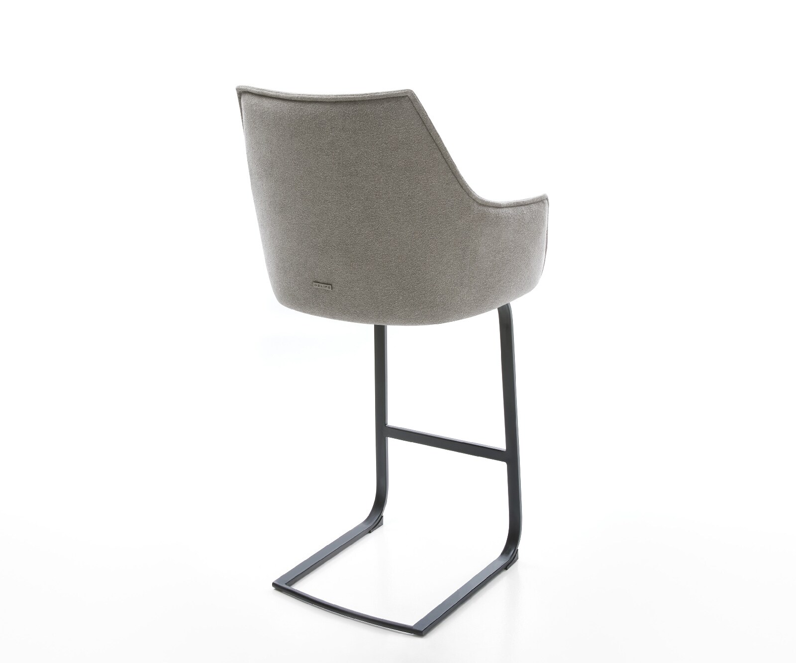 Barstoel Alja-Flex Zachte stof met structuur Grijs Vrijkantelframe plat metaal Zwart Pocketvering 5