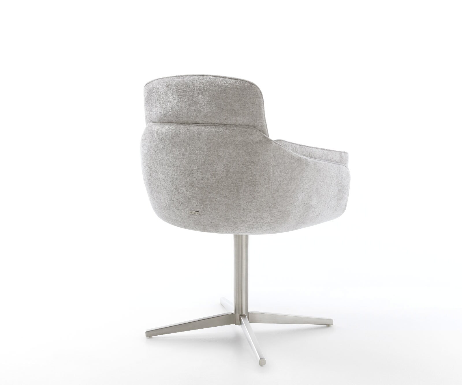 Draaistoel Luan-Flex met armleuning chenille zilver grijs kruispoot roestvrij staal 360° draaibaar 4 Draaistoel Luan-Flex met armleuning chenille zilver grijs kruispoot roestvrij staal 360° draaibaar 4
