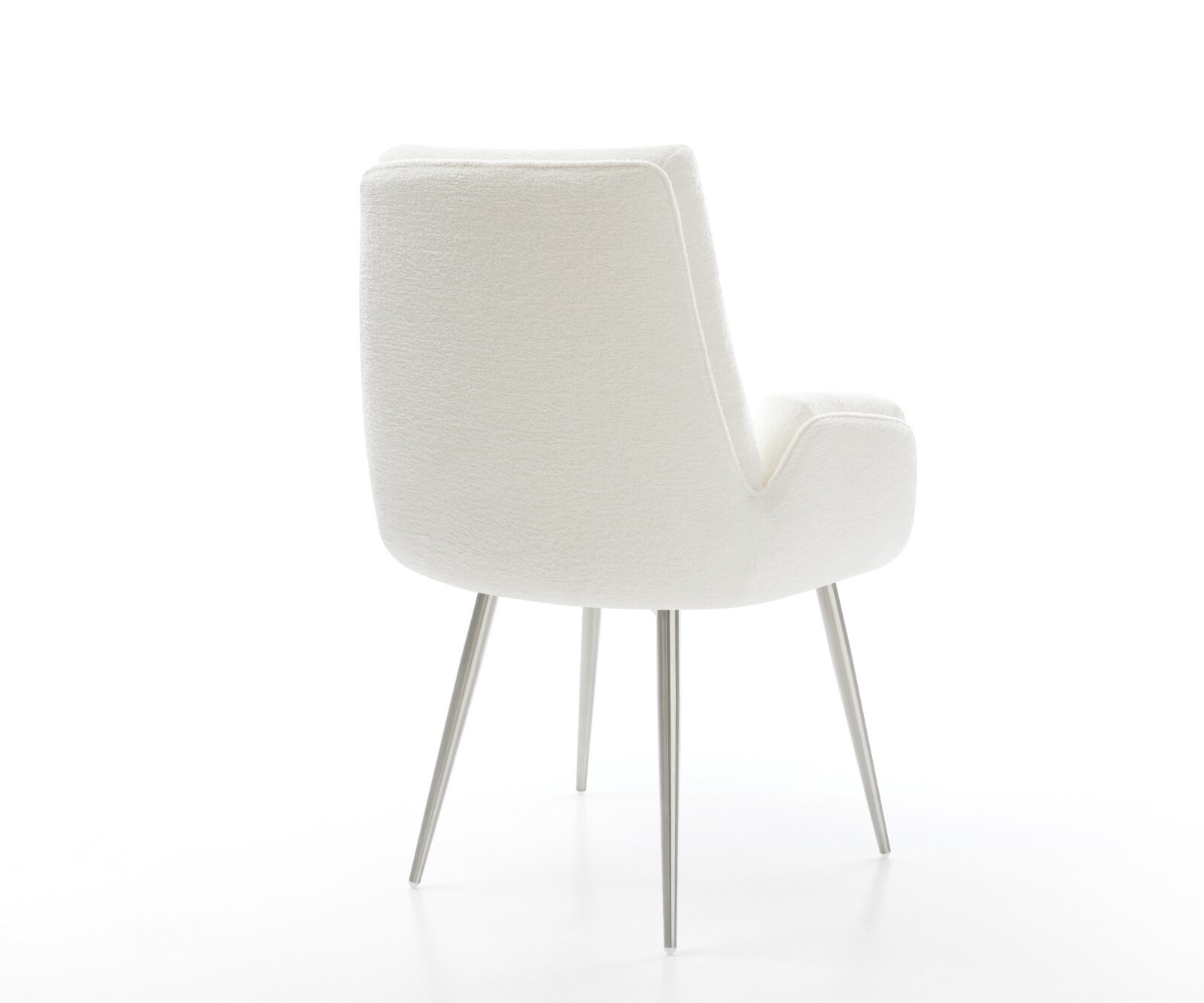 Eetkamerstoel Clea-Flex bouclé zacht beige 4-poot conisch roestvrij staal pocketveer kern 5