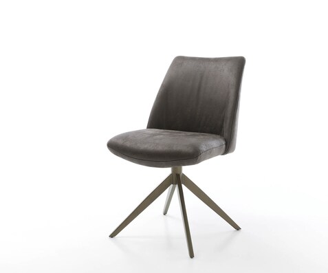 Draaistoel Elso-Flex microvelours antraciet vintage kruisframe breed afwerking met titanium 360° draaibaar pocketveer kern