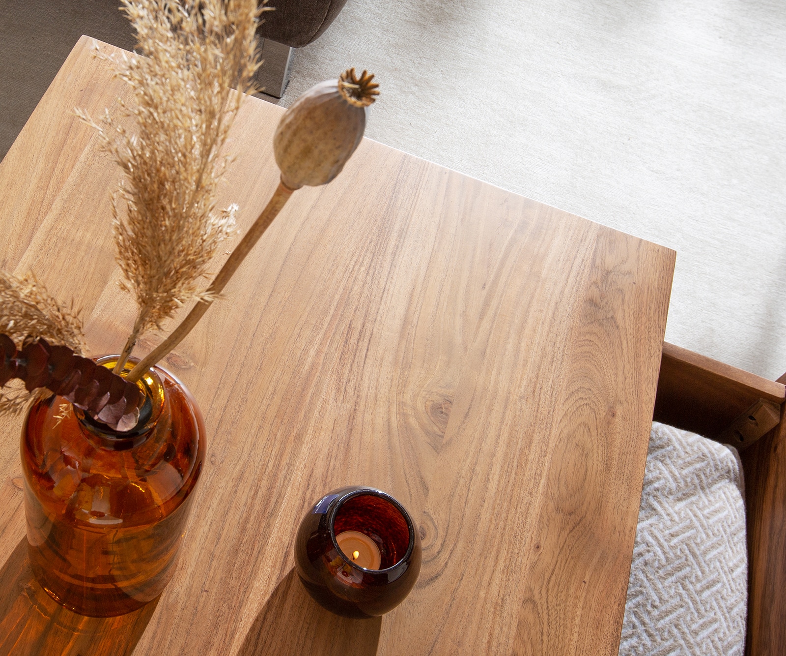 Salontafel Stonegrace 115x60 acacia natuur 2 laden steen fineer V-poot 5 Salontafel Stonegrace 115x60 acacia natuur 2 laden steen fineer V-poot 5