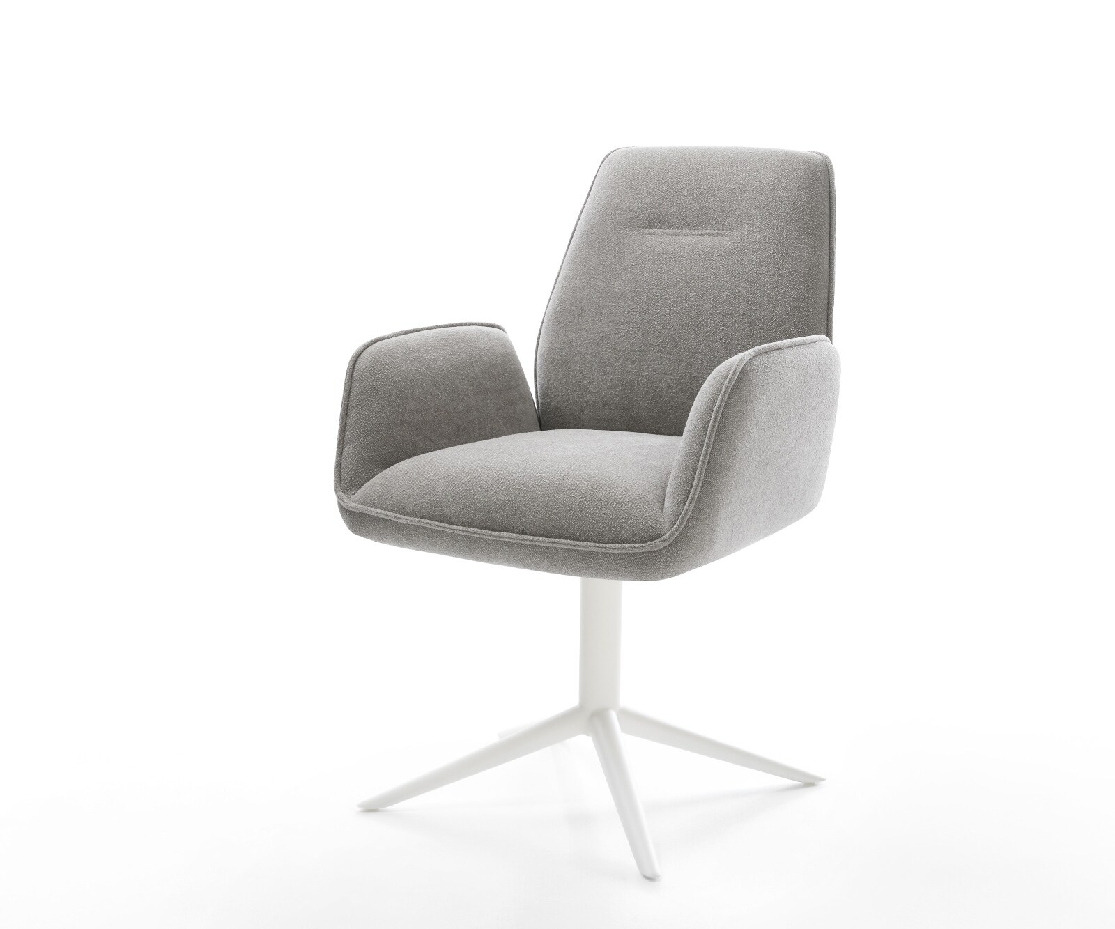 Draaistoel Zoa-Flex zachte stof met structuur grijs kruispoot wit 360° draaibaar rocker-functie pocketveer kern
