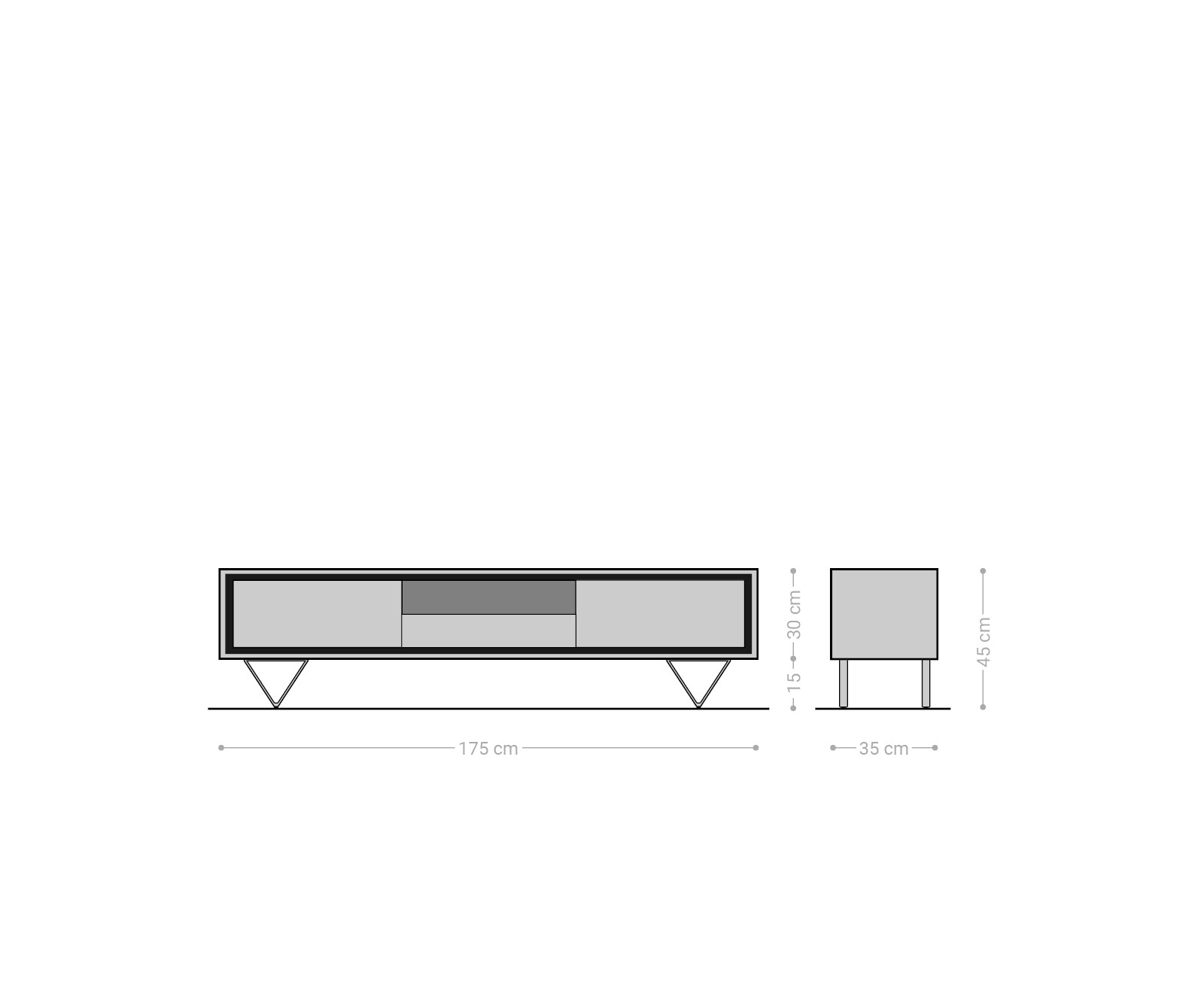 Tv-meubel Stonegrace 175 cm acacia natuur 2 deuren 1 legplank 1 lade steenfineer V-poot 6