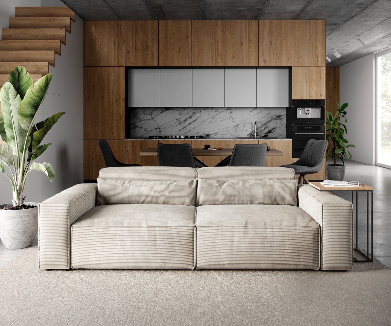 Grote bank Sirpio 230x95 cm koorduroy beige 2