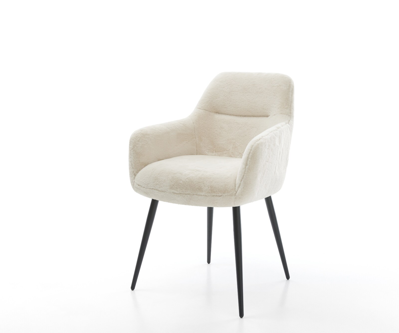 Eetkamerstoel Pejo-Flex pluchen crème-wit 4-poot conisch zwart pocketveer kern 1