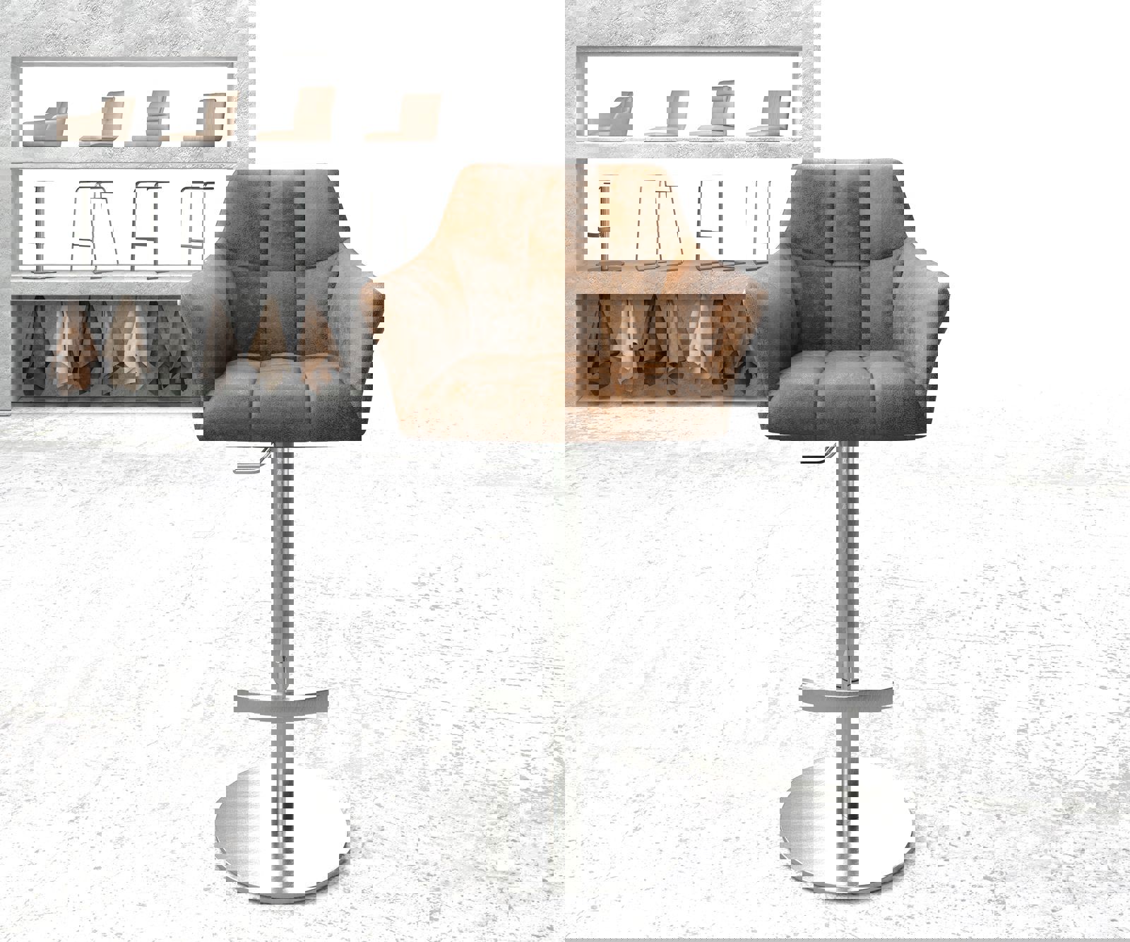 Barstoel Yulo-Flex vintage bruin draaivoet hoogteverstelbaar roestvrijstaal 1 Barstoel Yulo-Flex vintage bruin draaivoet hoogteverstelbaar roestvrijstaal 1