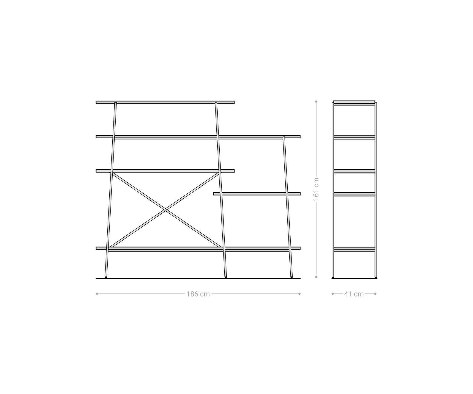 Boekenkast Mikkusu 185x160 Bamboe Natuurlijk Mango Zwart 5 planken Metaal Zwart 5