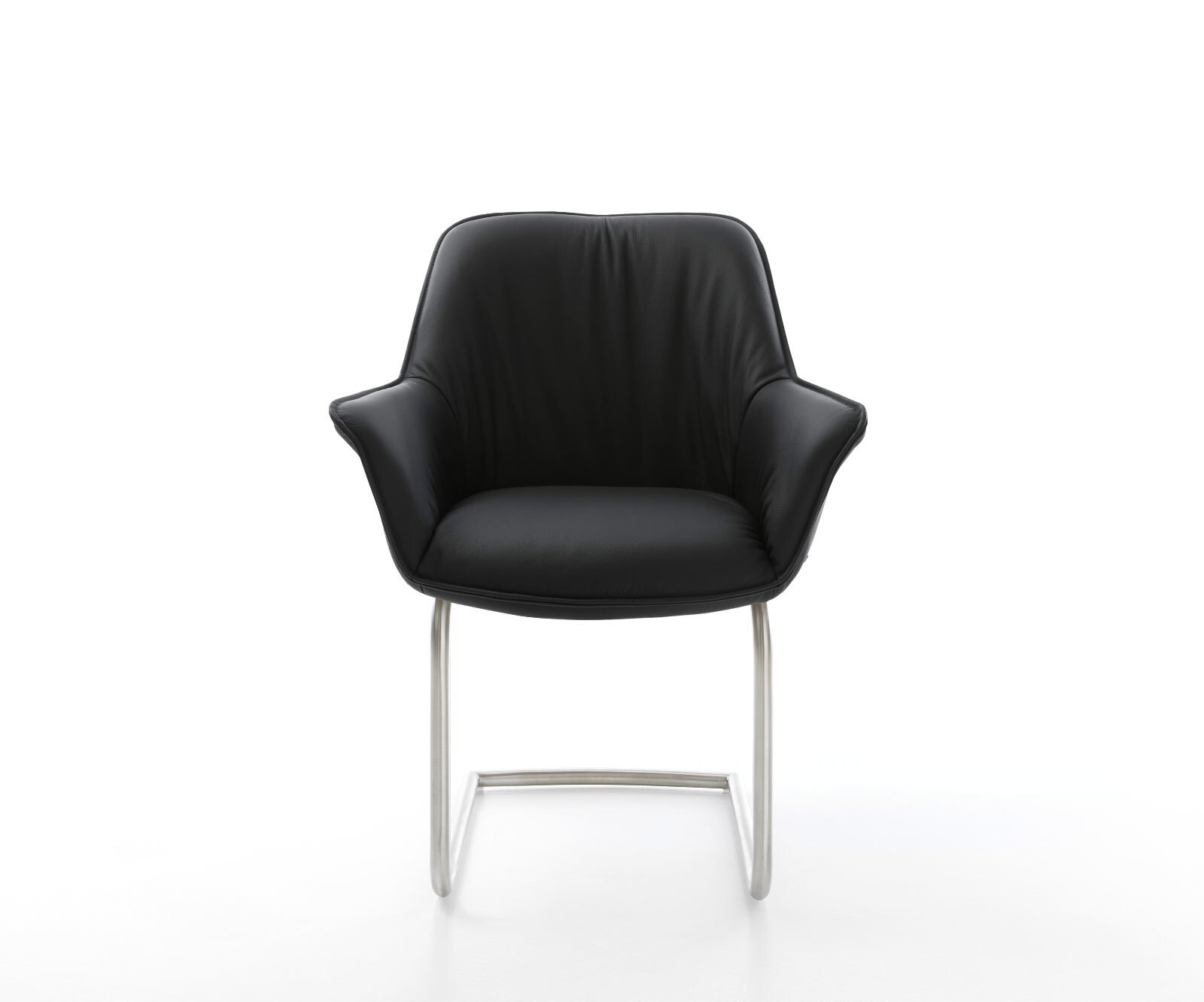 Sledemodel Keila-Flex met armleuning echt leer zwart sledemodel rond roestvrij staal 2 Sledemodel Keila-Flex met armleuning echt leer zwart sledemodel rond roestvrij staal 2