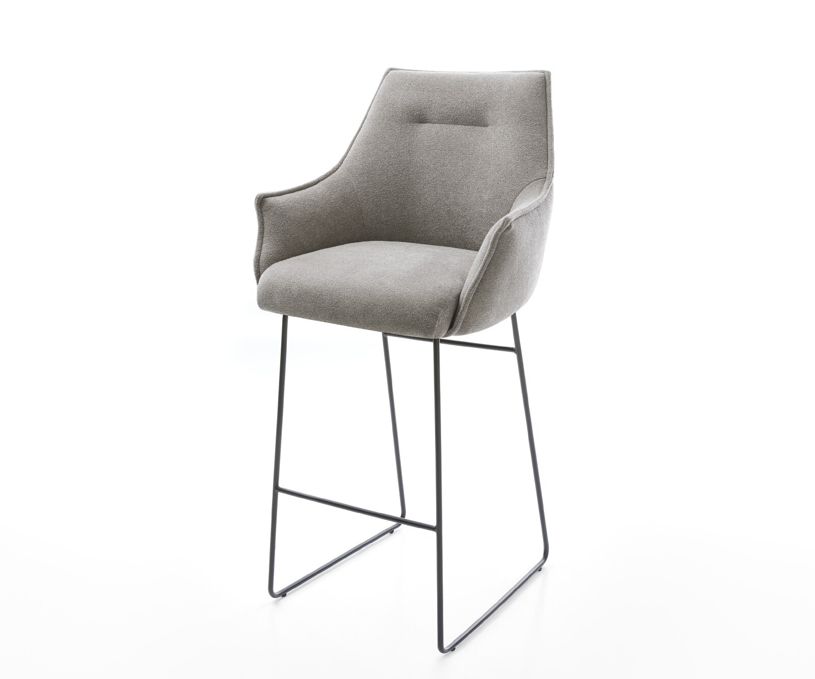 Barstoel Alja-Flex Zachte stof met structuur Grijs Sledeonderstel metaal zwart Zwart Pocketvering 1