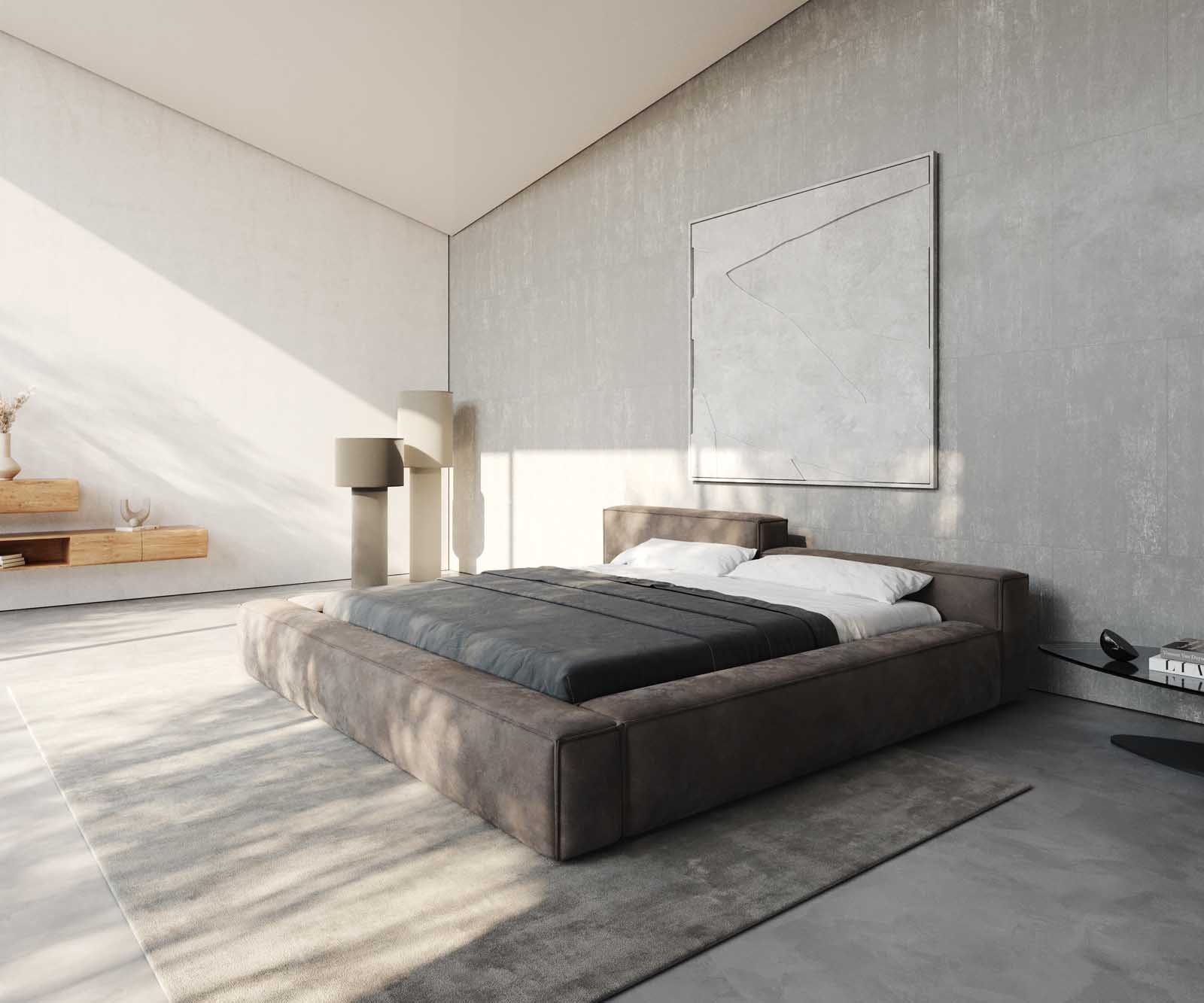 Bedframe Kalinea 180x200 cm microvezel taupe vintage