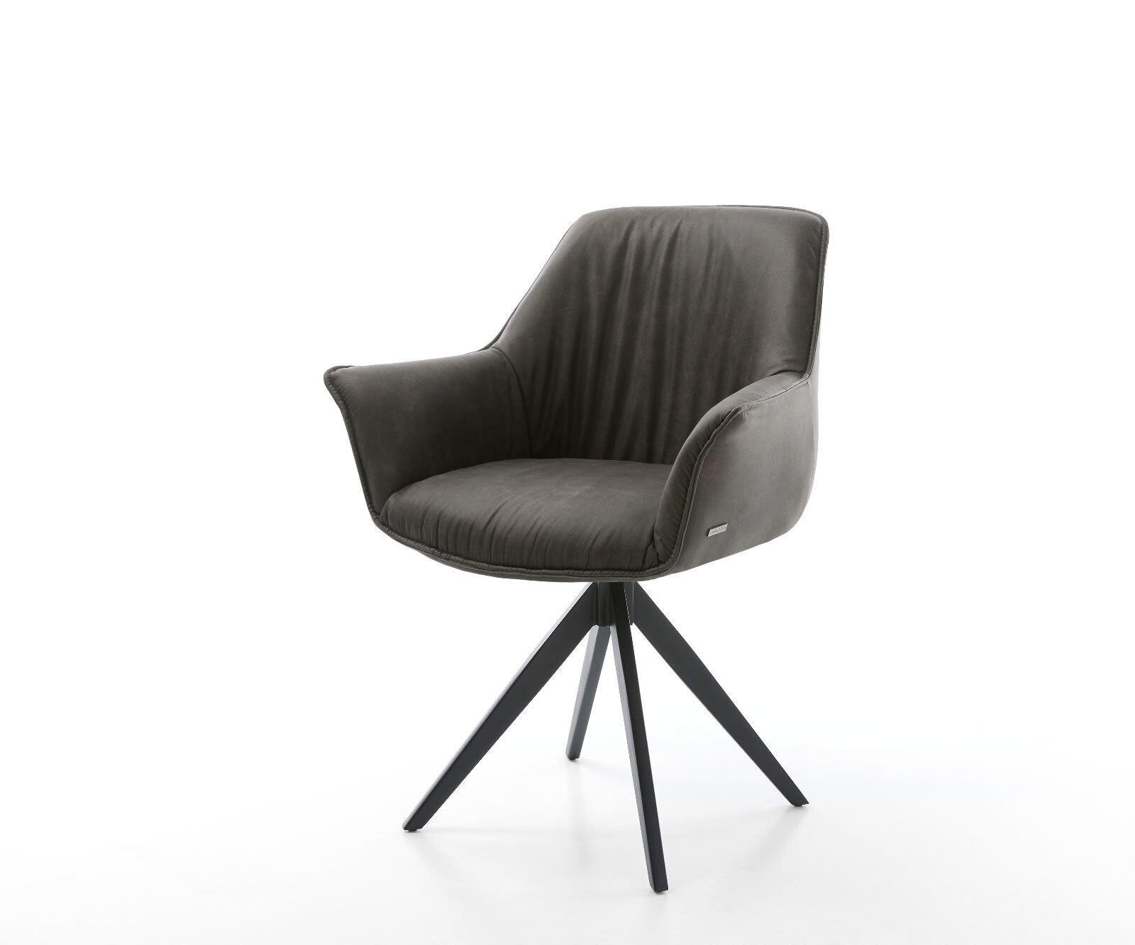 Eetkamerstoel Keila-Flex met armleuning microvelours antraciet vintage kruisframe hoekig zwart