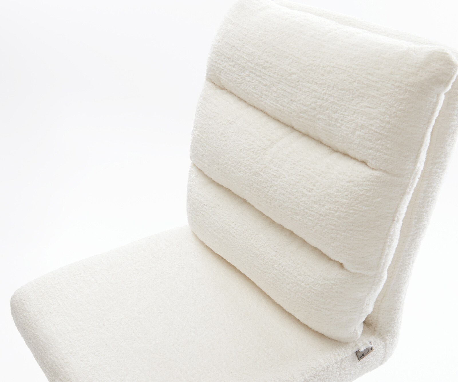 Barstoel Pela-Flex Bouclé zacht Beige Vrijkantelframe plat metaal Zwart 4