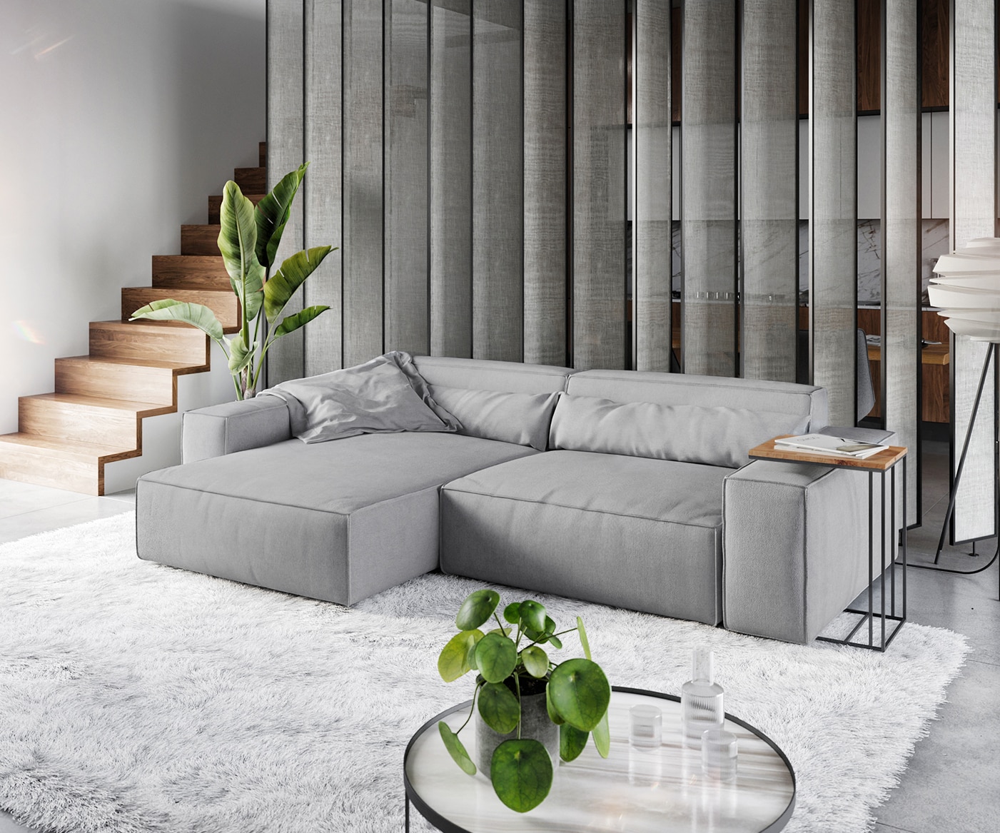 Hoekbank Sirpio XL 270x170 cm microvezel grijs recamiere variabele 1 Hoekbank Sirpio XL 270x170 cm microvezel grijs recamiere variabele 1