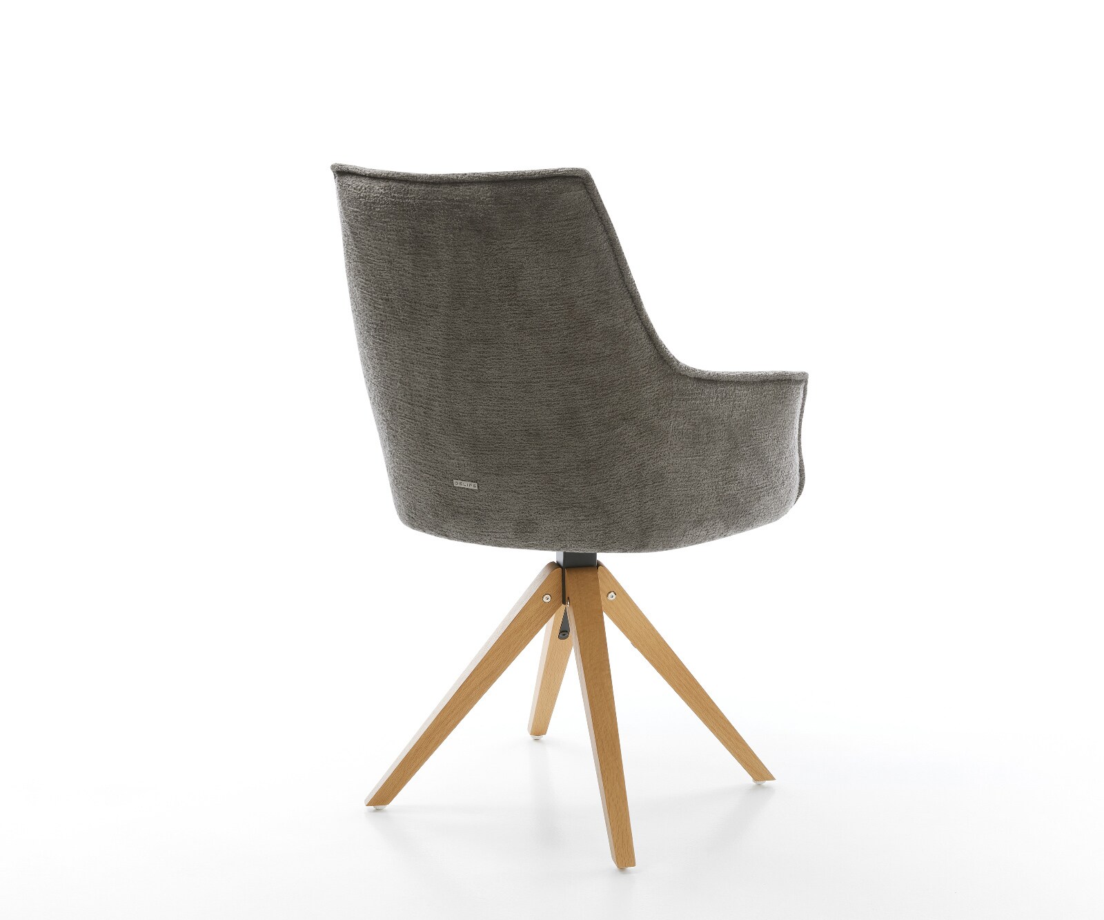 Draaistoel Alja-Flex met armleuning bouclé zacht mud houten frame hoekig natuur 180° draaibaar pocketveer kern 5