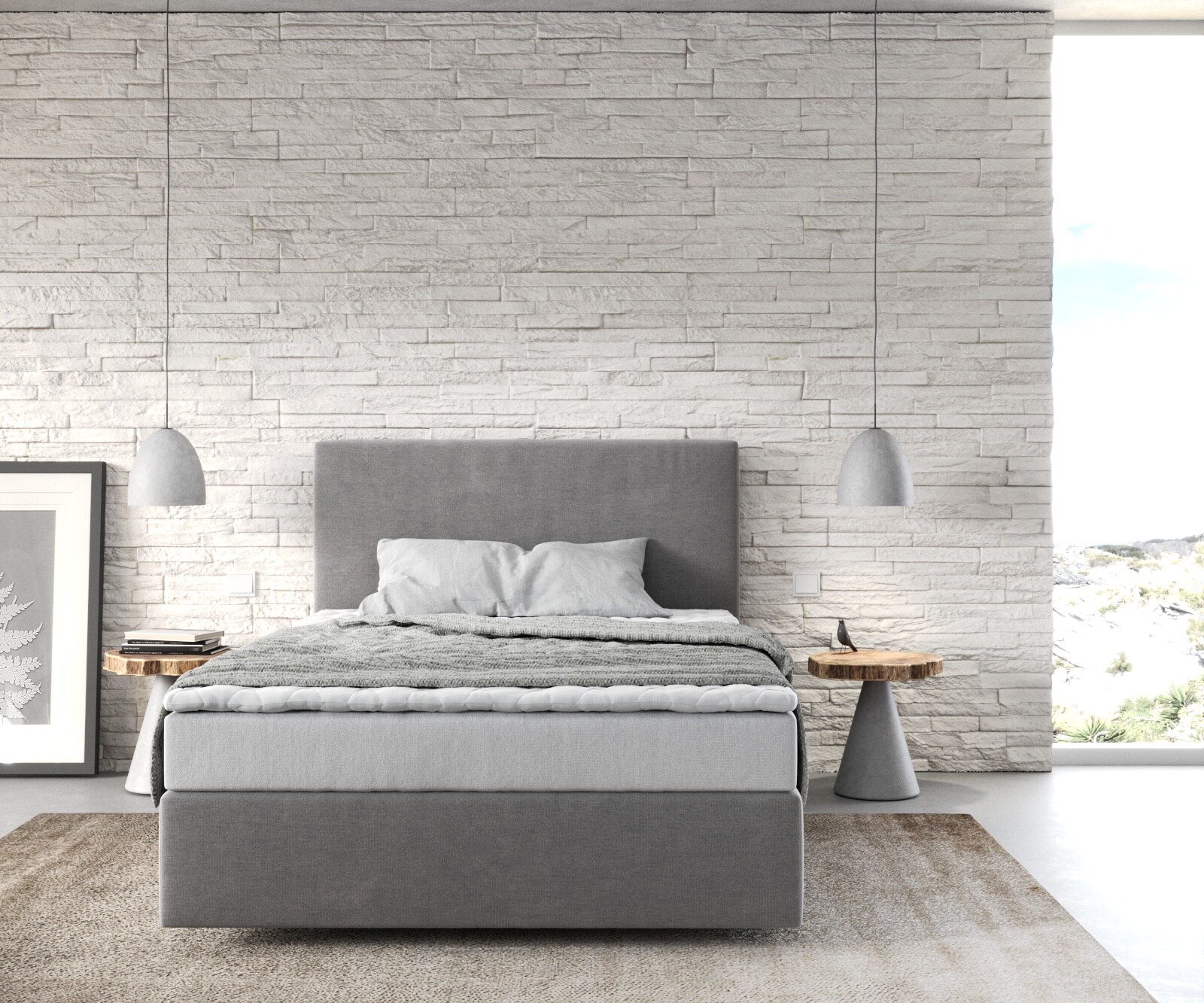 Boxspringbed Dream-Well 120x200 cm Microvezel Grijs met Matras en Topper 1 Boxspringbed Dream-Well 120x200 cm Microvezel Grijs met Matras en Topper 1