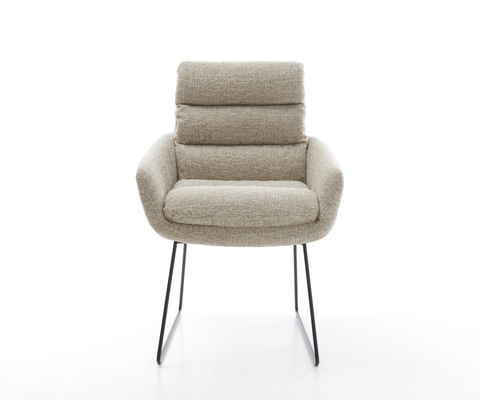 Eetkamerstoel Abelia-Flex met armleuning geweven stof beige slipframe zwart 1