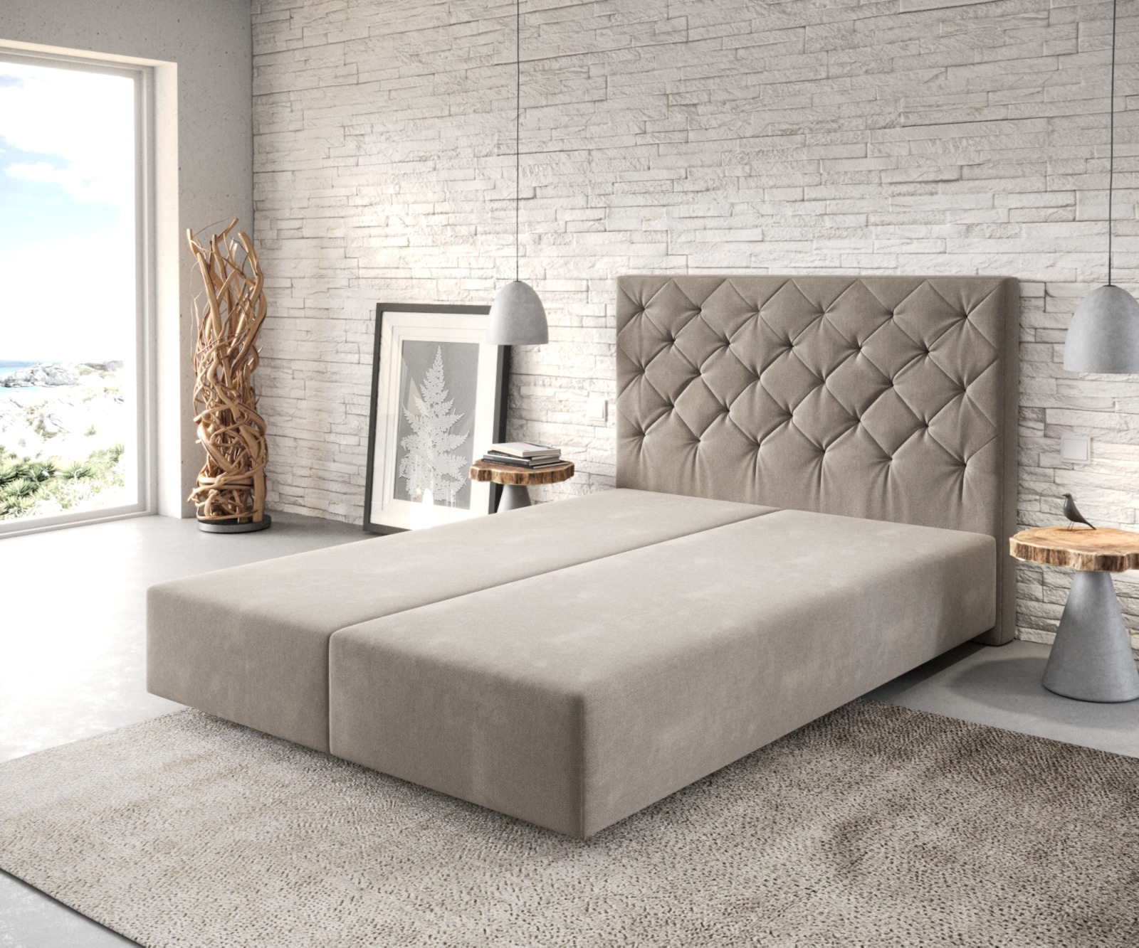 Boxspring-frame Dream-Great 140x200 microvezel beige Boxspring-frame Dream-Great 140x200 microvezel beige