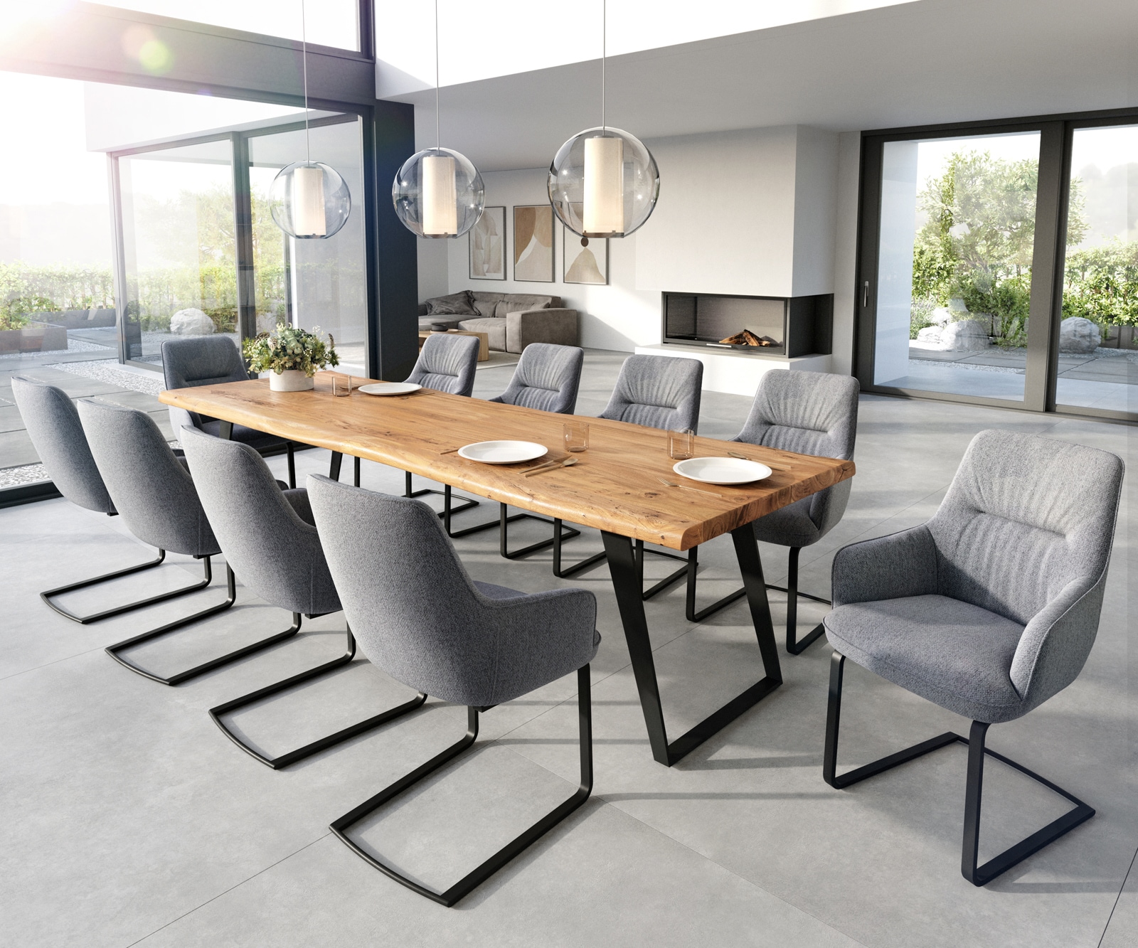 Sledemodel Zelia-Flex met armleuning structuurstof lichtgrijs sledemodel vlak zwart pocketveer kern 3 Sledemodel Zelia-Flex met armleuning structuurstof lichtgrijs sledemodel vlak zwart pocketveer kern 3