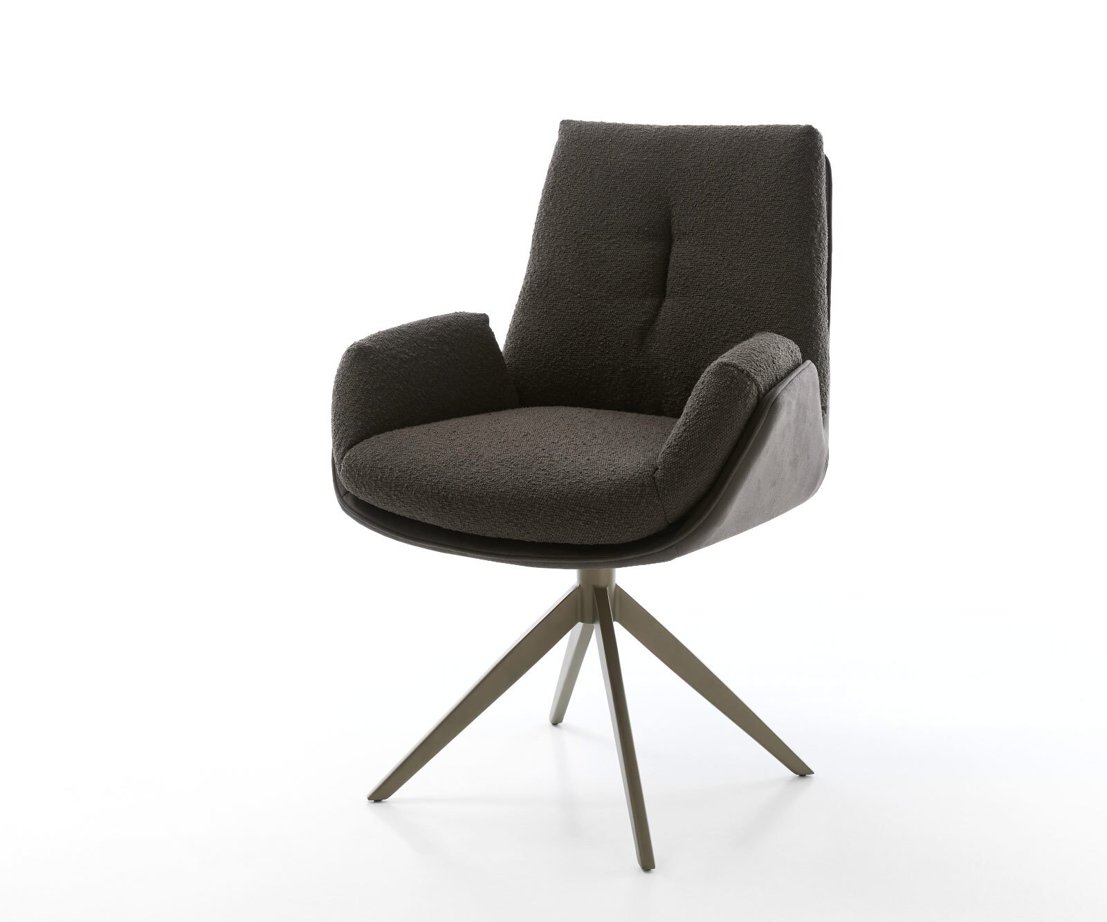 Draaistoel Clea-Flex materiaalmix zwart kruisframe breed afwerking met titanium 360° draaibaar rocker-functie