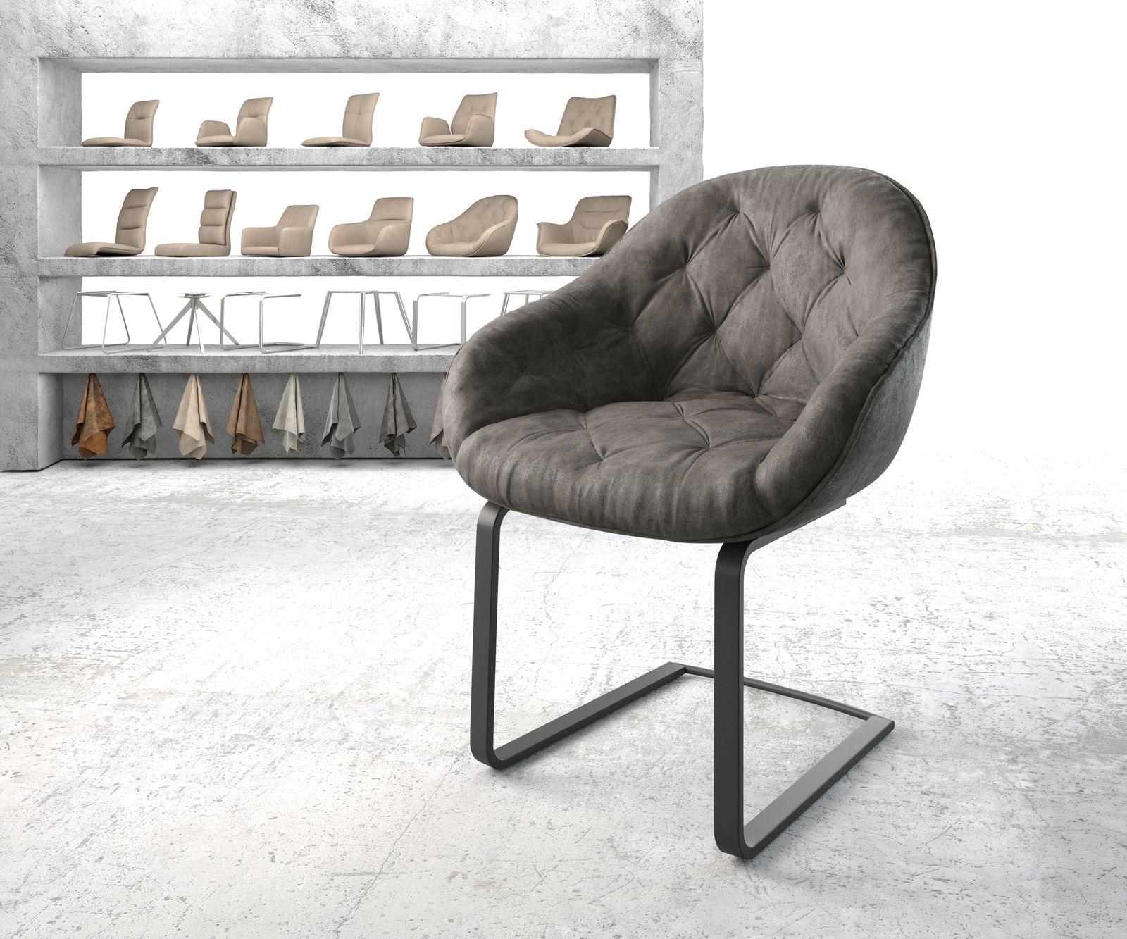 Sledemodel Gaio-Flex antraciet vintage sledemodel vlak zwart