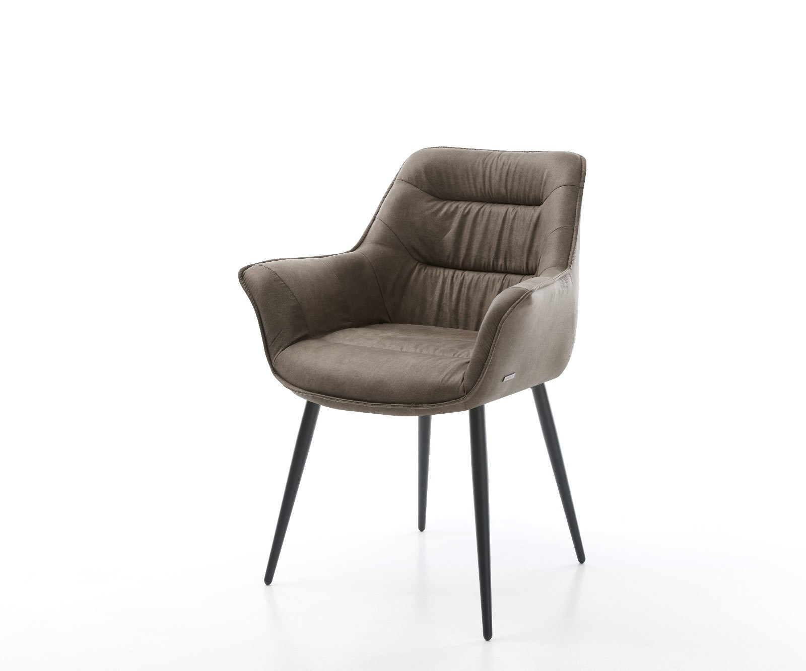 Eetkamerstoel Kaira-Flex microvelours taupe vintage 4-poot conisch zwart
