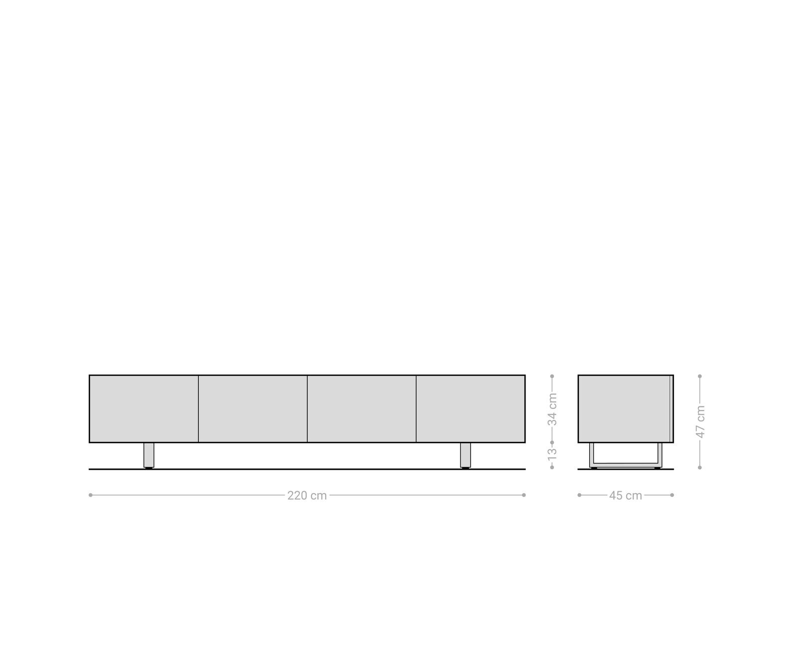 TV-meubel Ashara 220 cm eiken natuur 3D-effect 4 deuren sledepoten geborsteld RVS 6