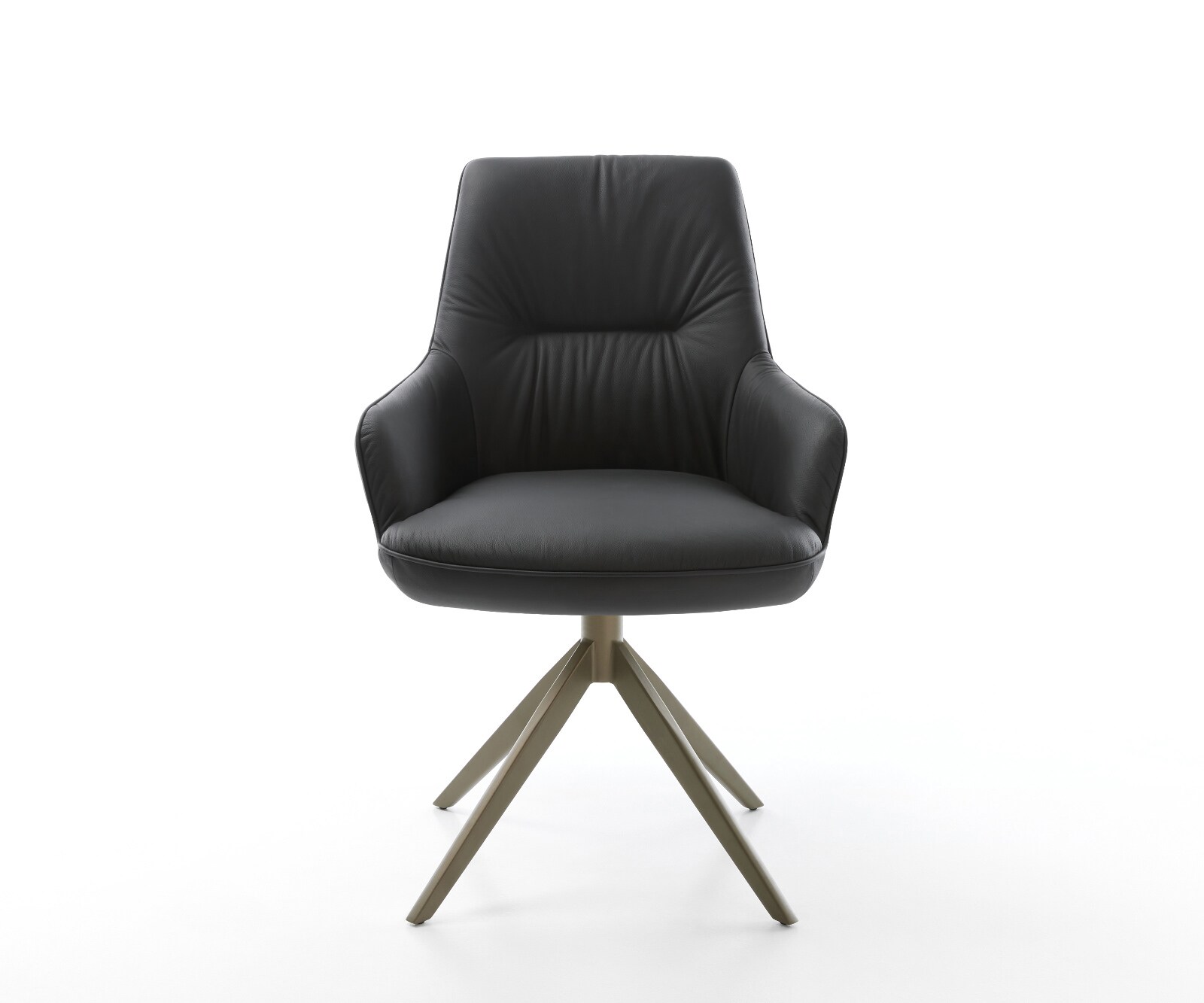 Draaistoel Zelia-Flex met armleuning echt leer zwart kruisframe breed afwerking met titanium 360° draaibaar rocker-functie pocketveer kern 2