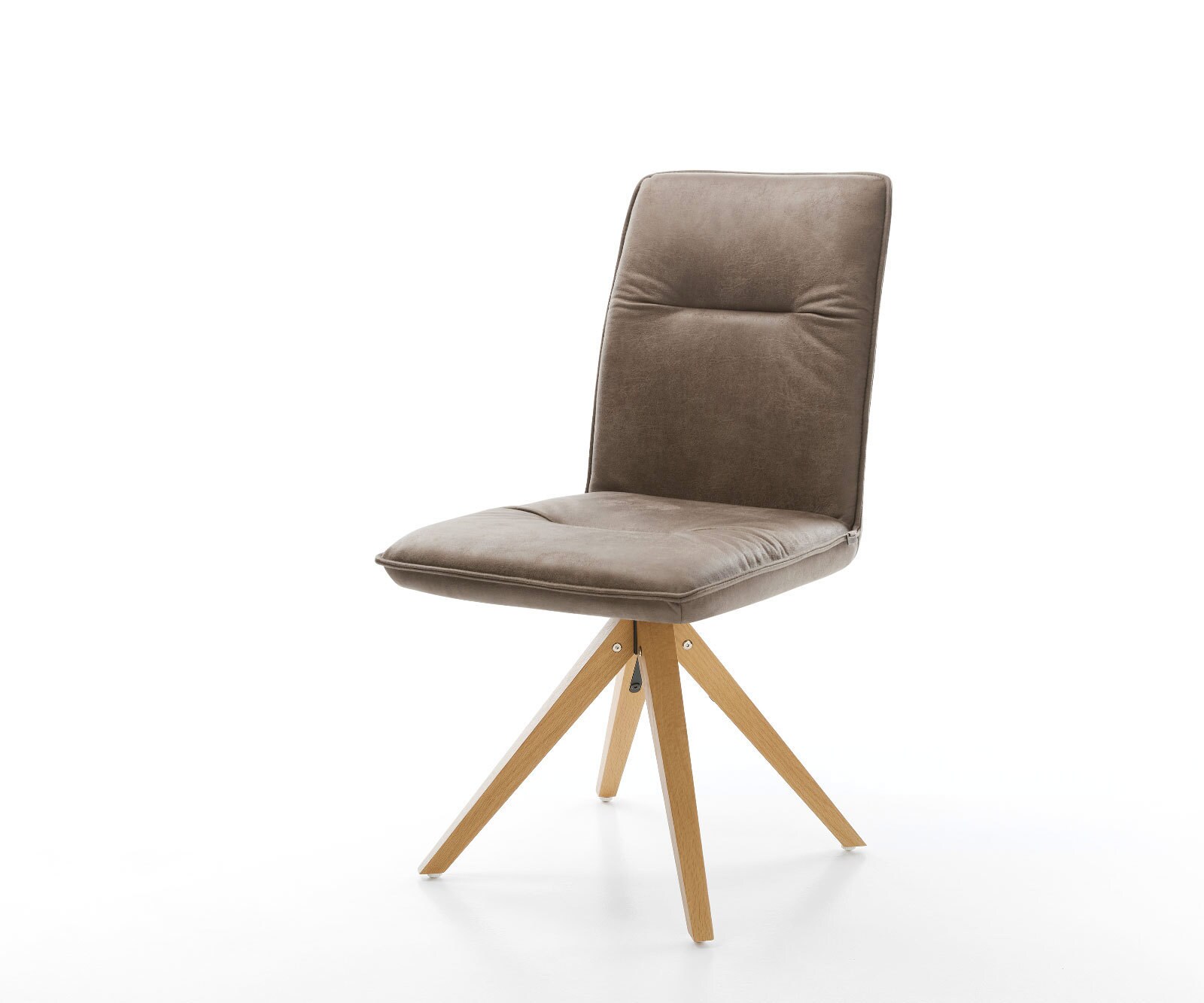 Eetkamerstoel Vinjo-Flex microvelours taupe vintage houten frame hoekig natuur