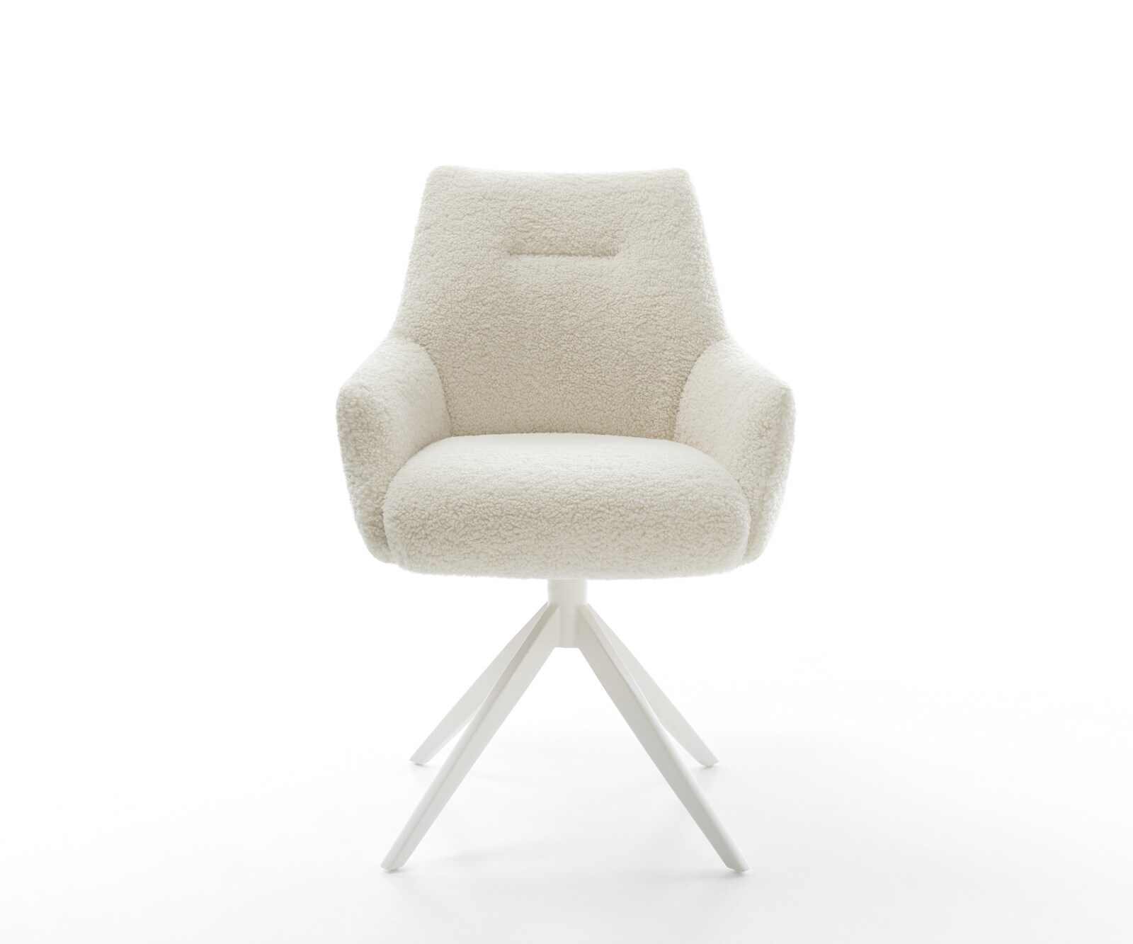 Draaistoel Alja-Flex met armleuning teddy beige kruisframe breed wit 360° draaibaar rocker-functie pocketveer kern 1
